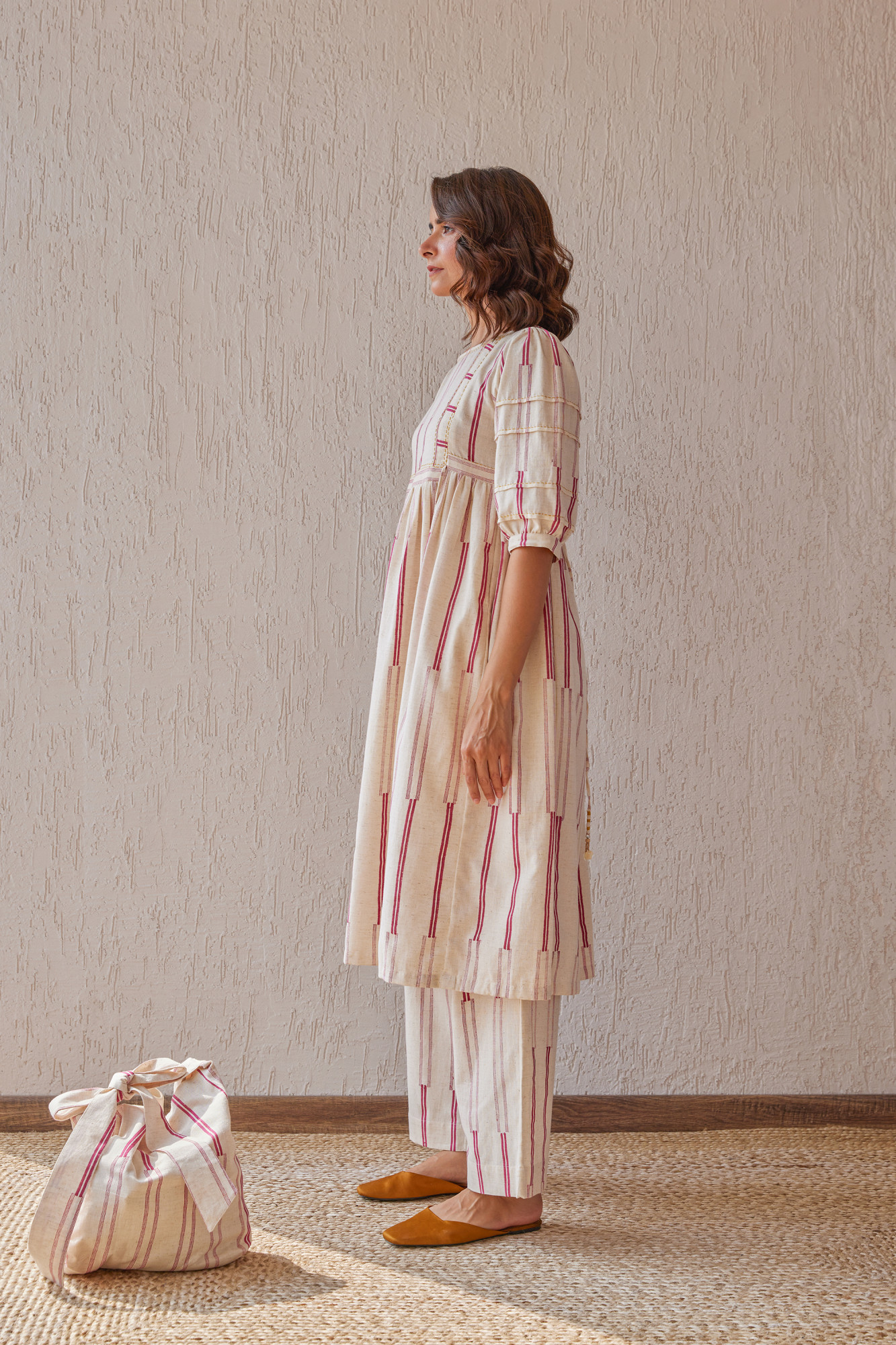 Obi Cotton Flax Block Printed Tunic Set