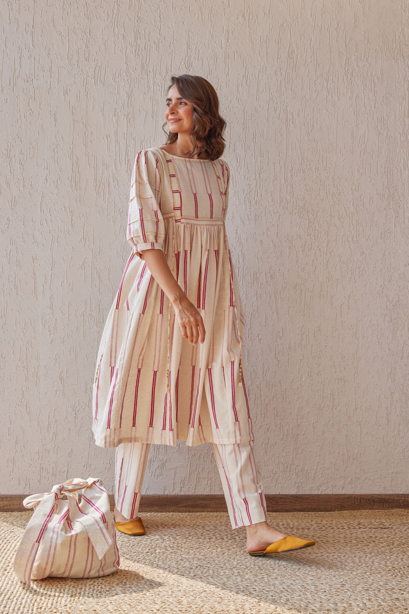 Obi Cotton Flax Block Printed Tunic Set