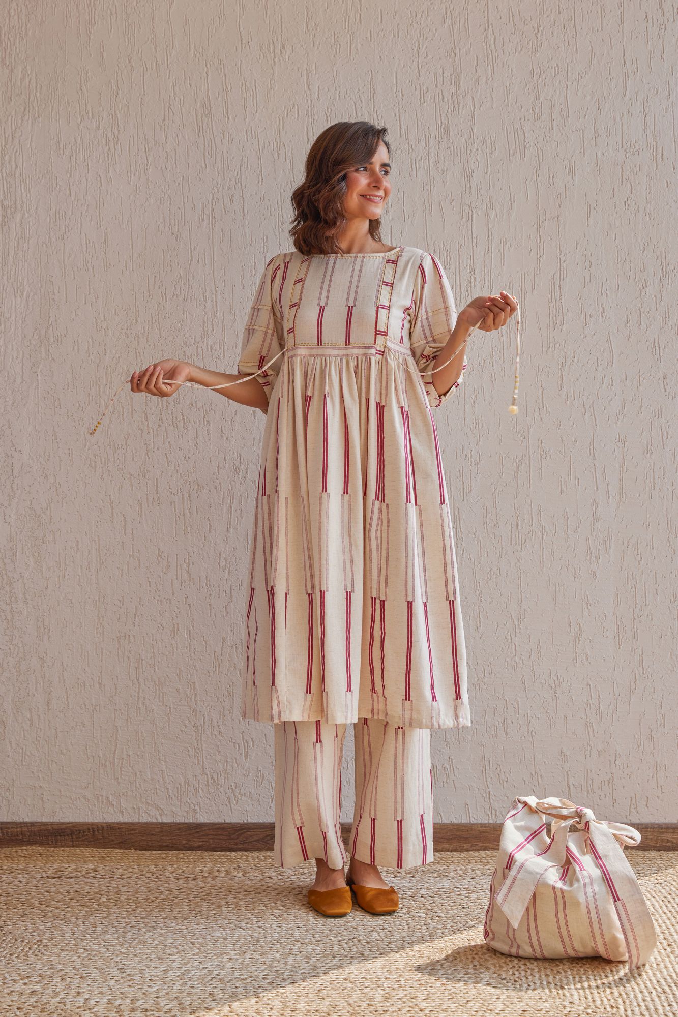 Obi Cotton Flax Block Printed Tunic Set