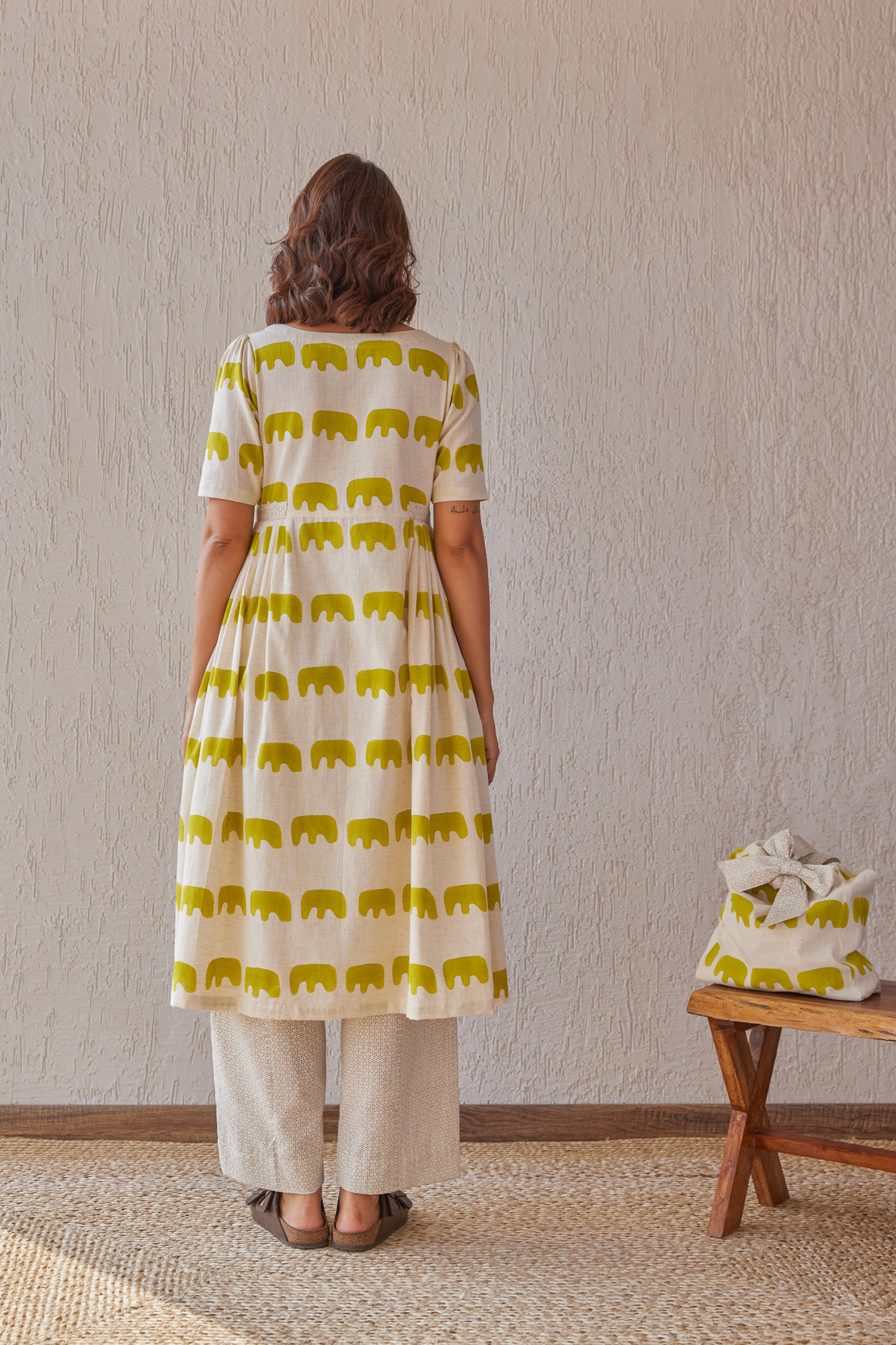 Ellie Cotton Flax Block Printed Tunic Set