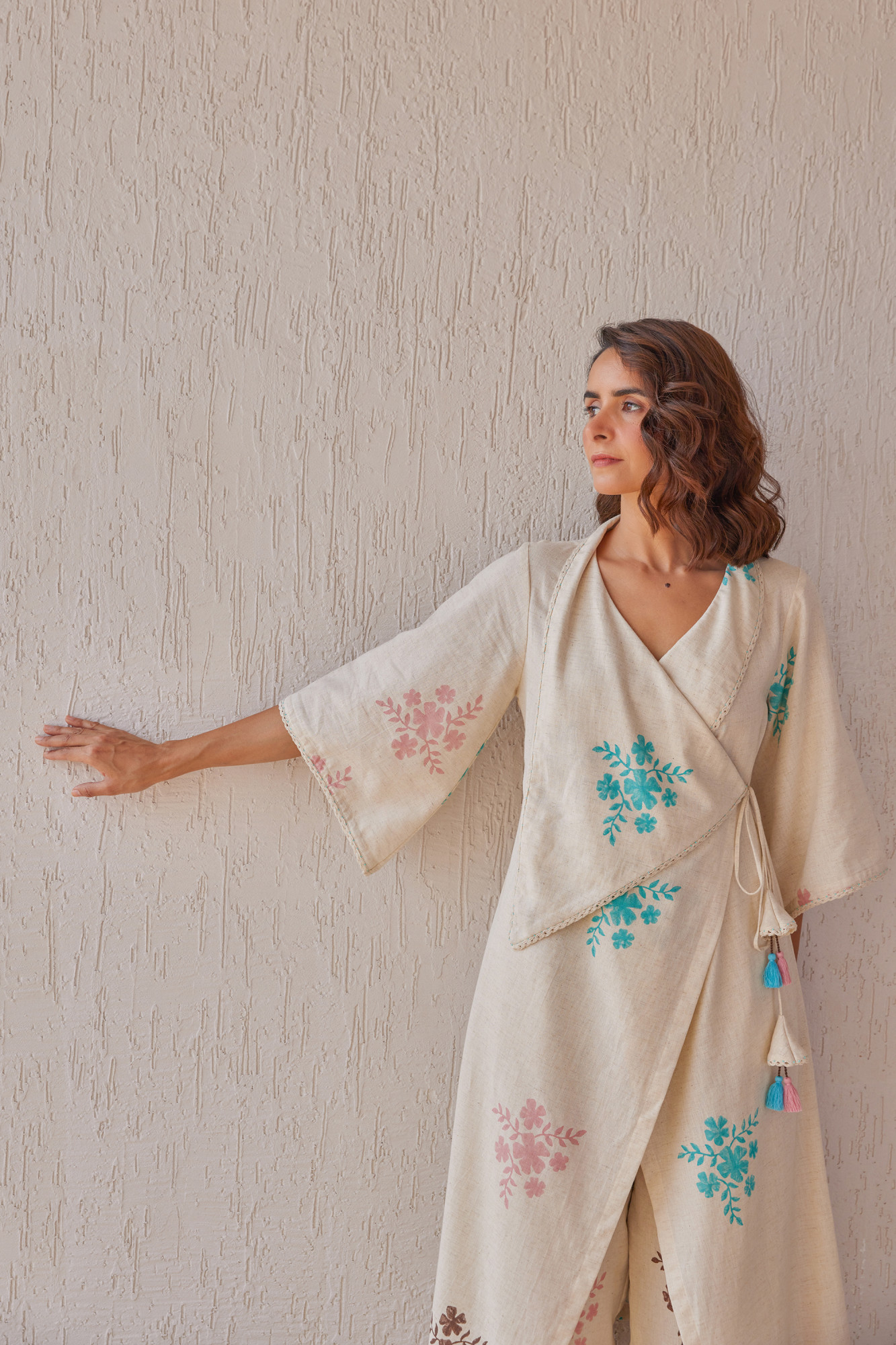Rosette Cotton Flax Block Printed Tunic Set