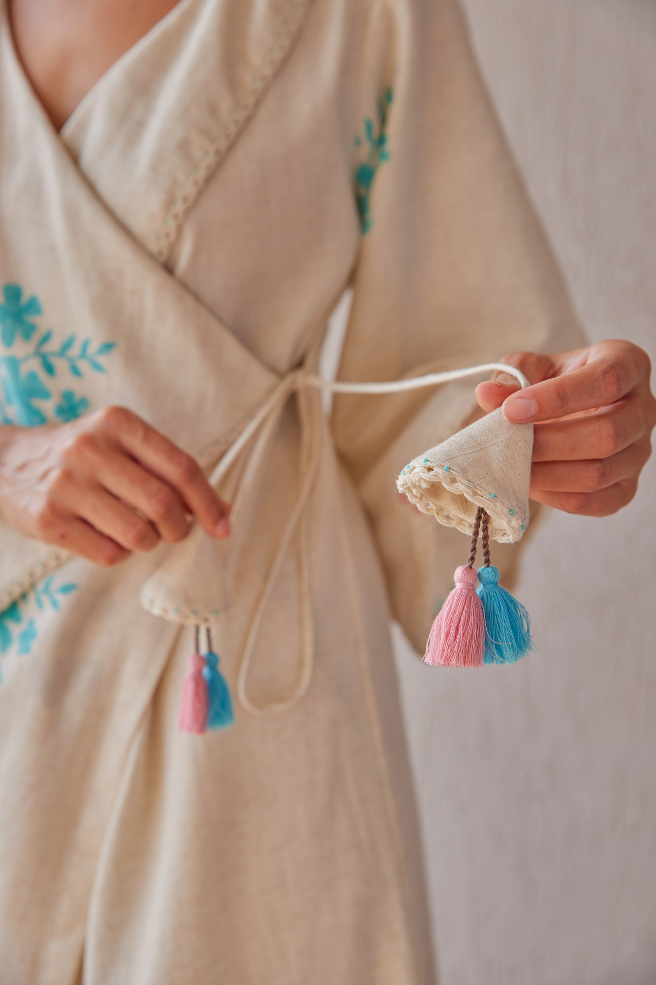 Rosette Cotton Flax Block Printed Tunic Set