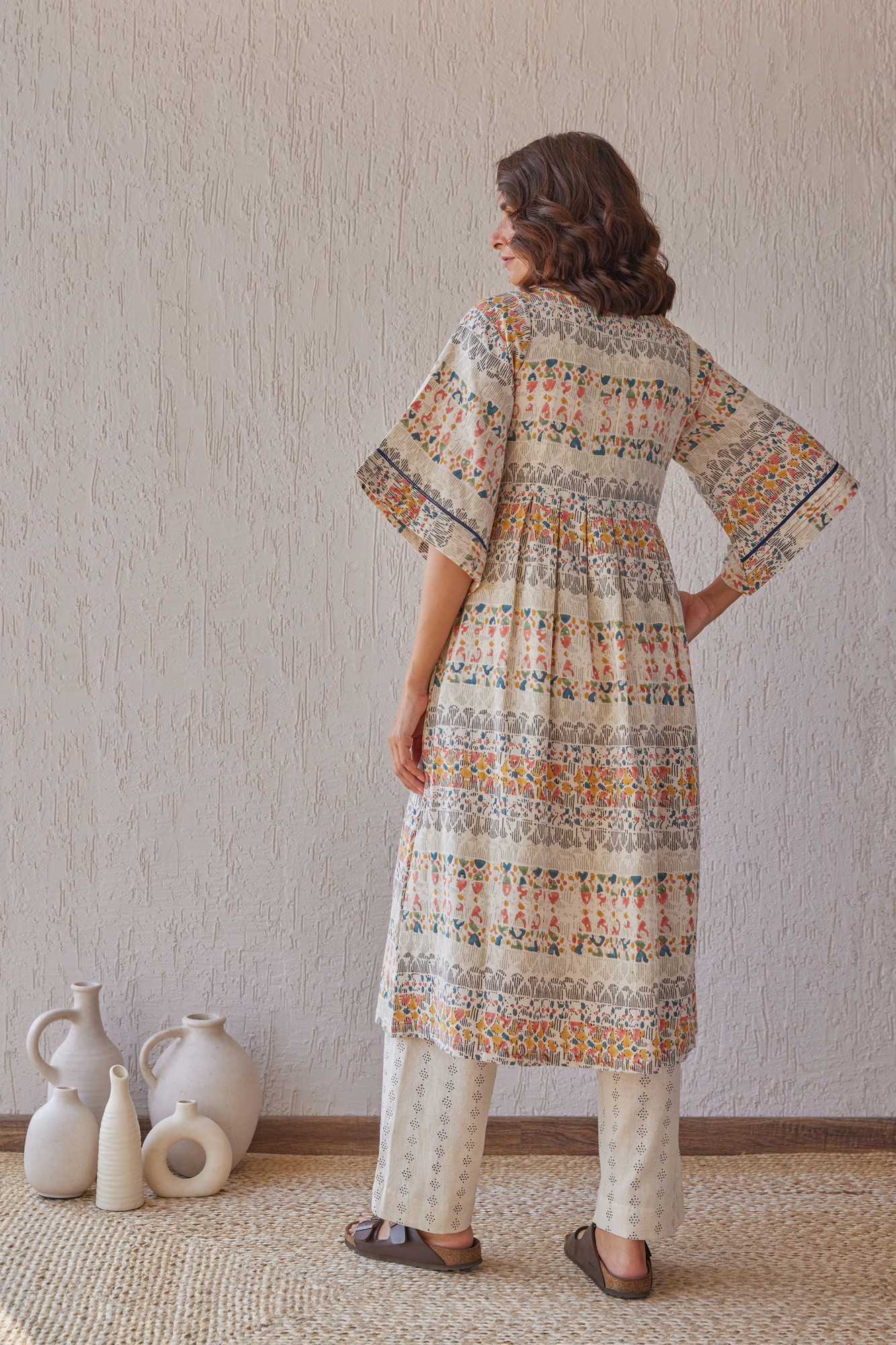 Montage Cotton Flax Block Printed Tunic Set