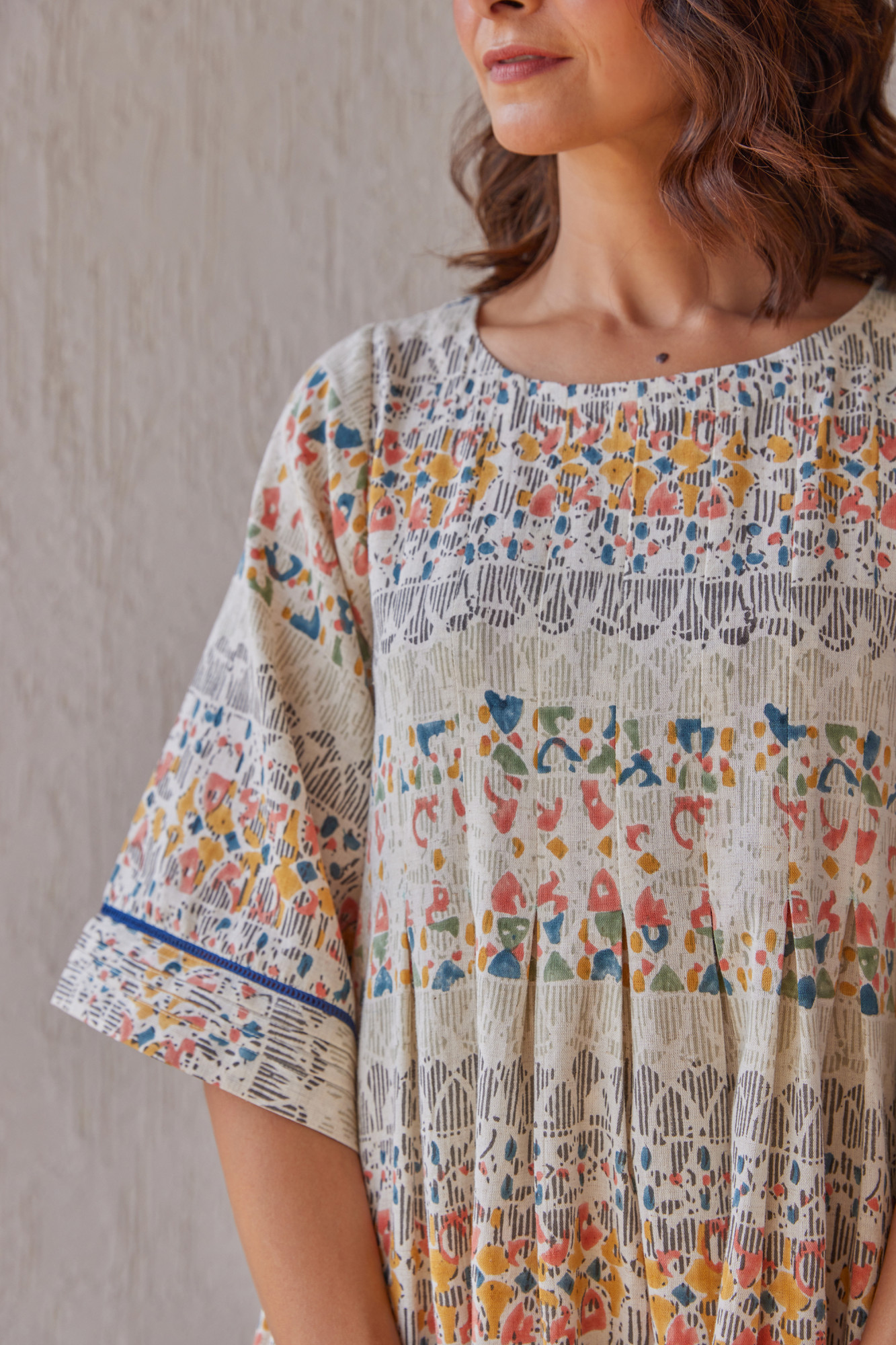 Montage Cotton Flax Block Printed Tunic Set