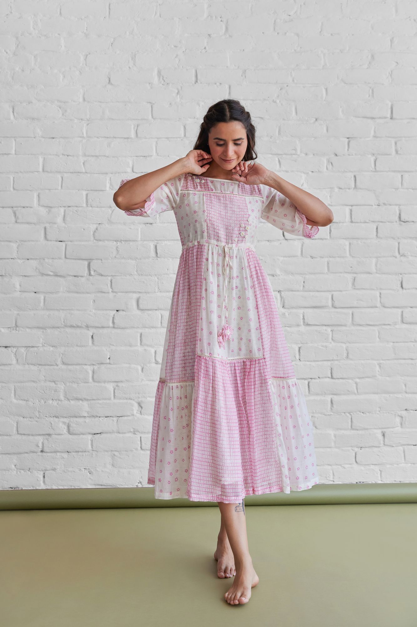 Lotus Chanderi Cotton Dress