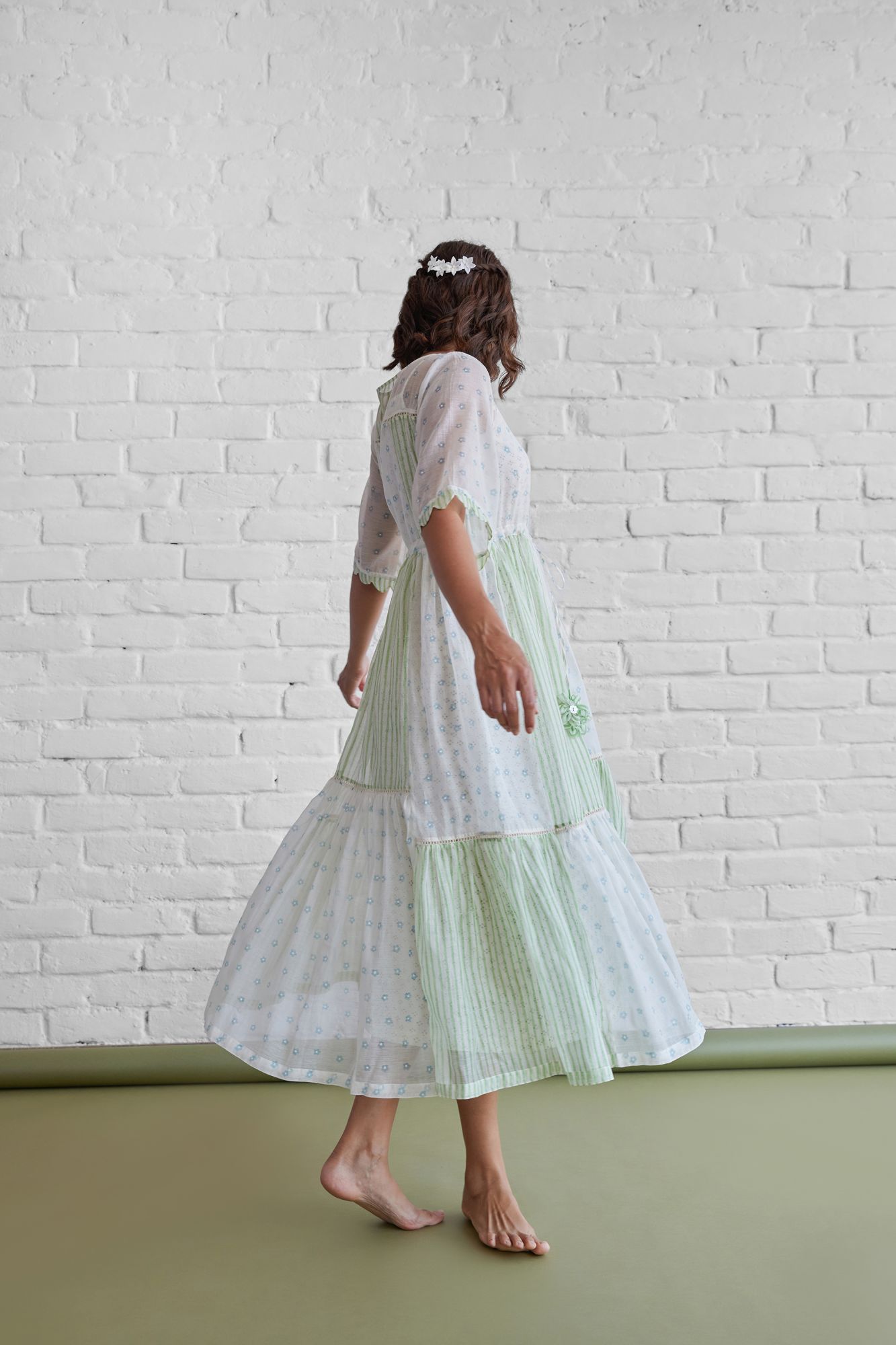 Hydrangea Chanderi Cotton Dress