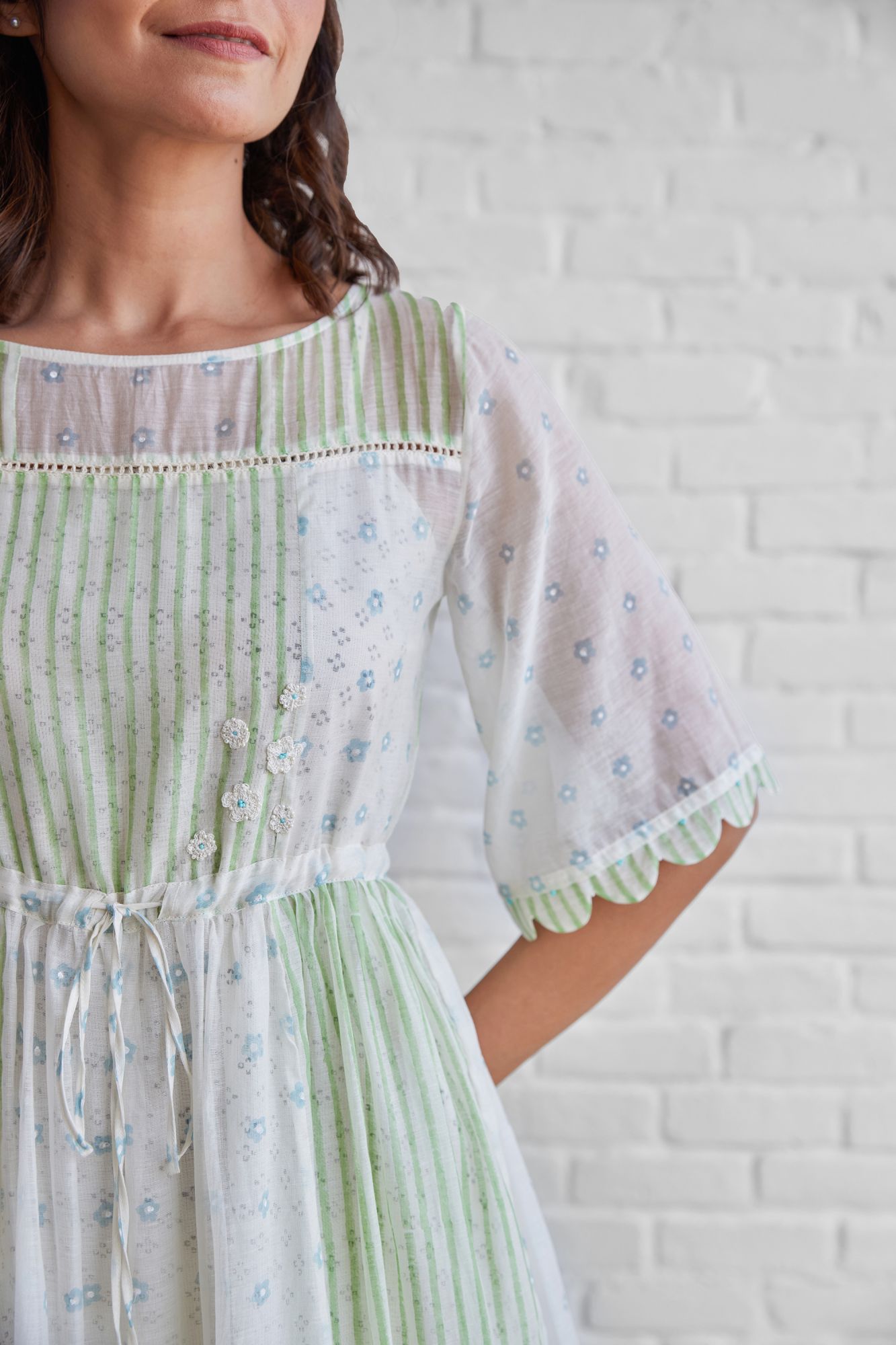 Hydrangea Chanderi Cotton Dress