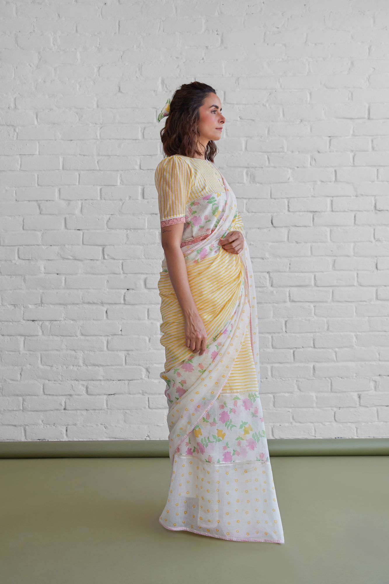 Camelia Chanderi Block Printed Saree