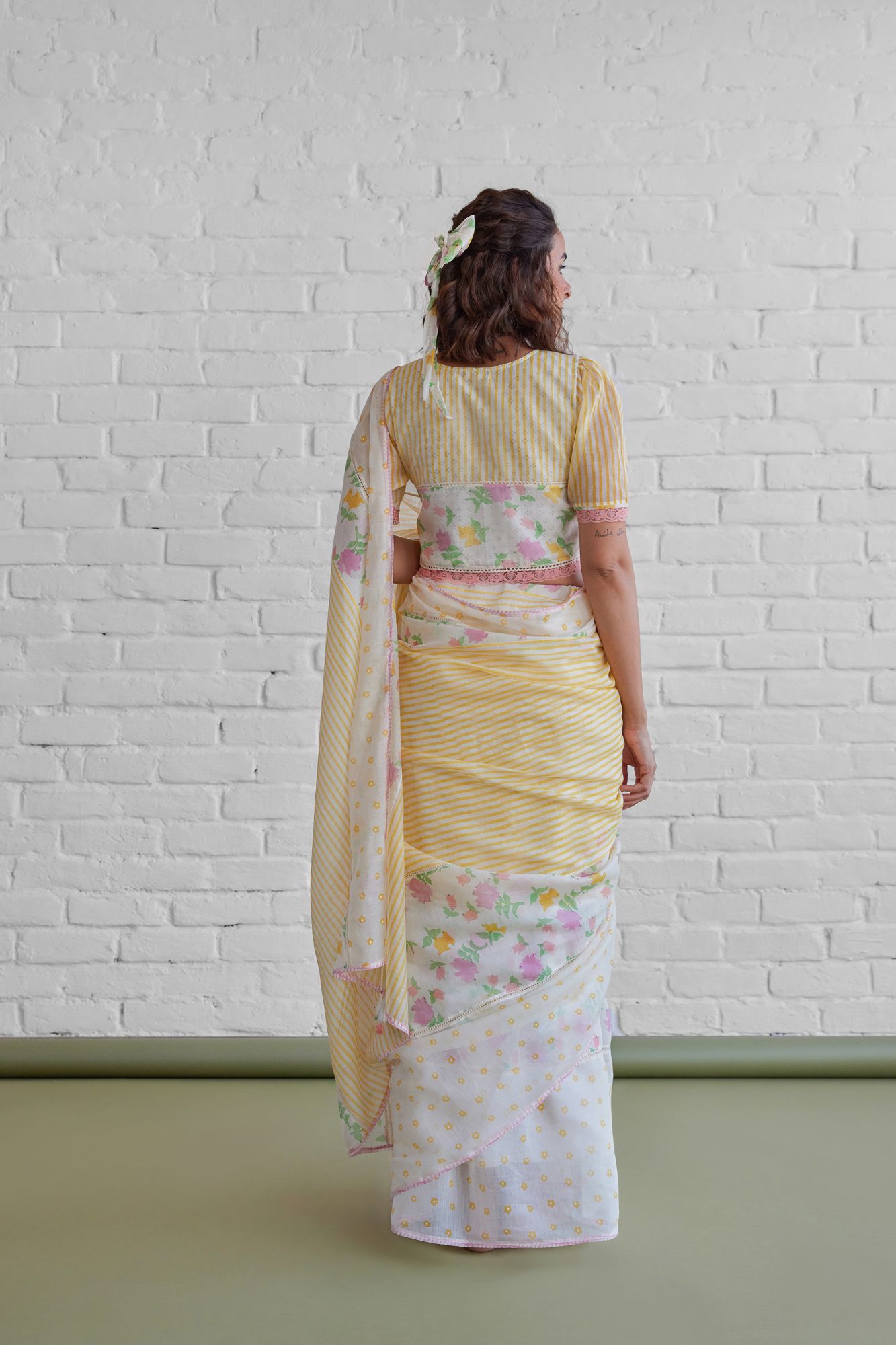 Camelia Chanderi Block Printed Saree