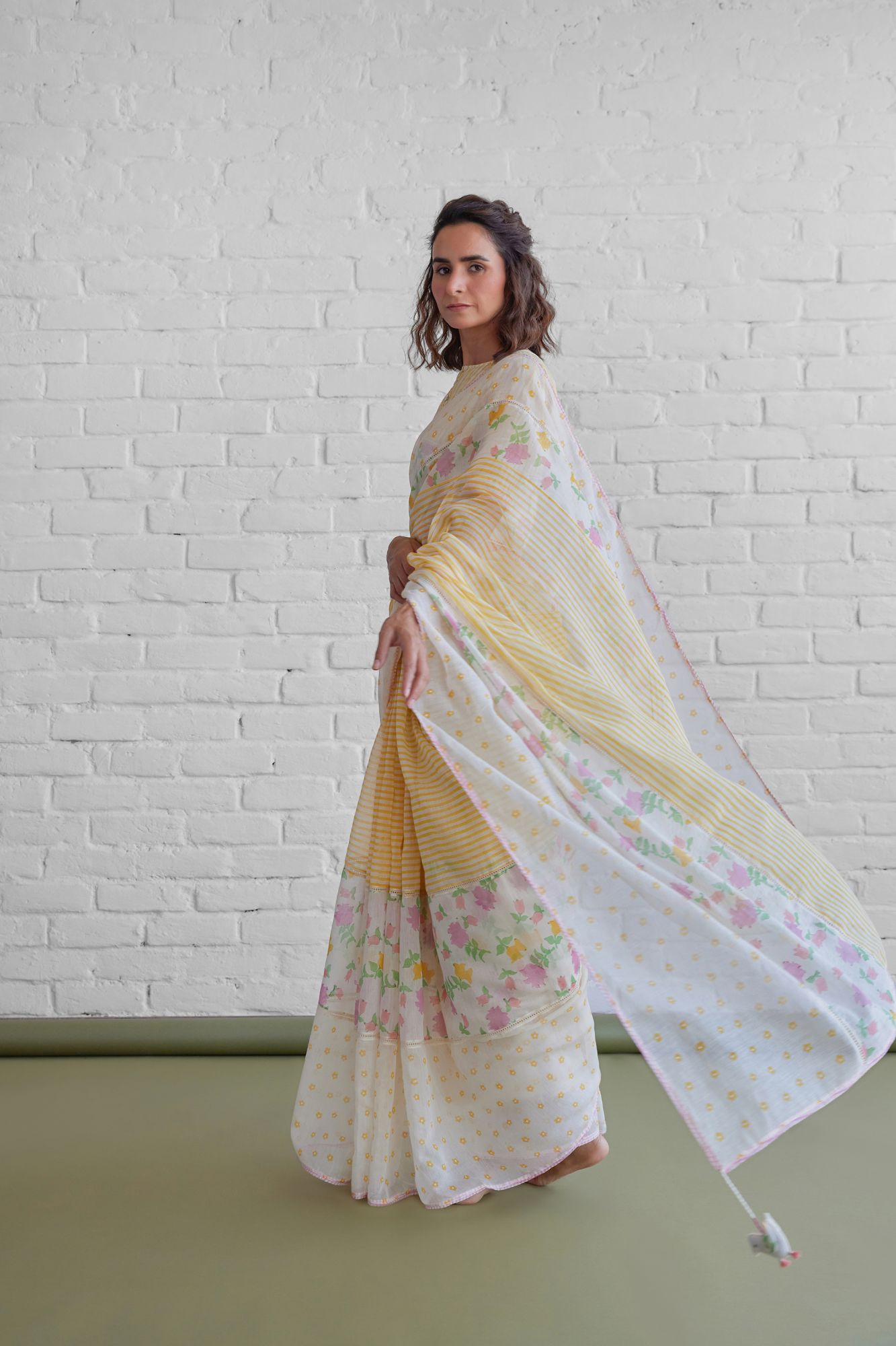 Camelia Chanderi Block Printed Saree