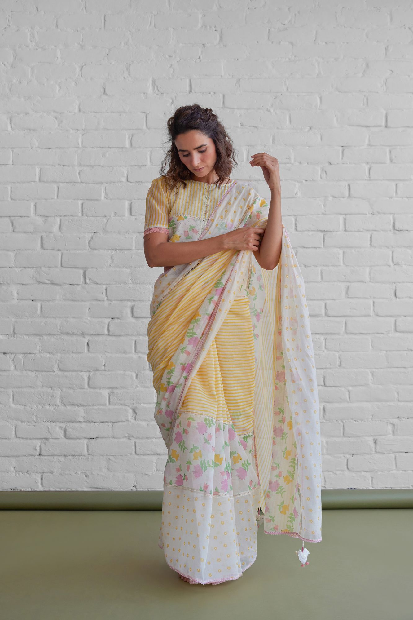 Camelia Chanderi Block Printed Saree