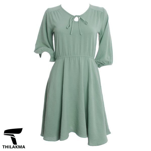 Tie Neck Solid Ladies Dress / Ladies Gown / Ladies Frock