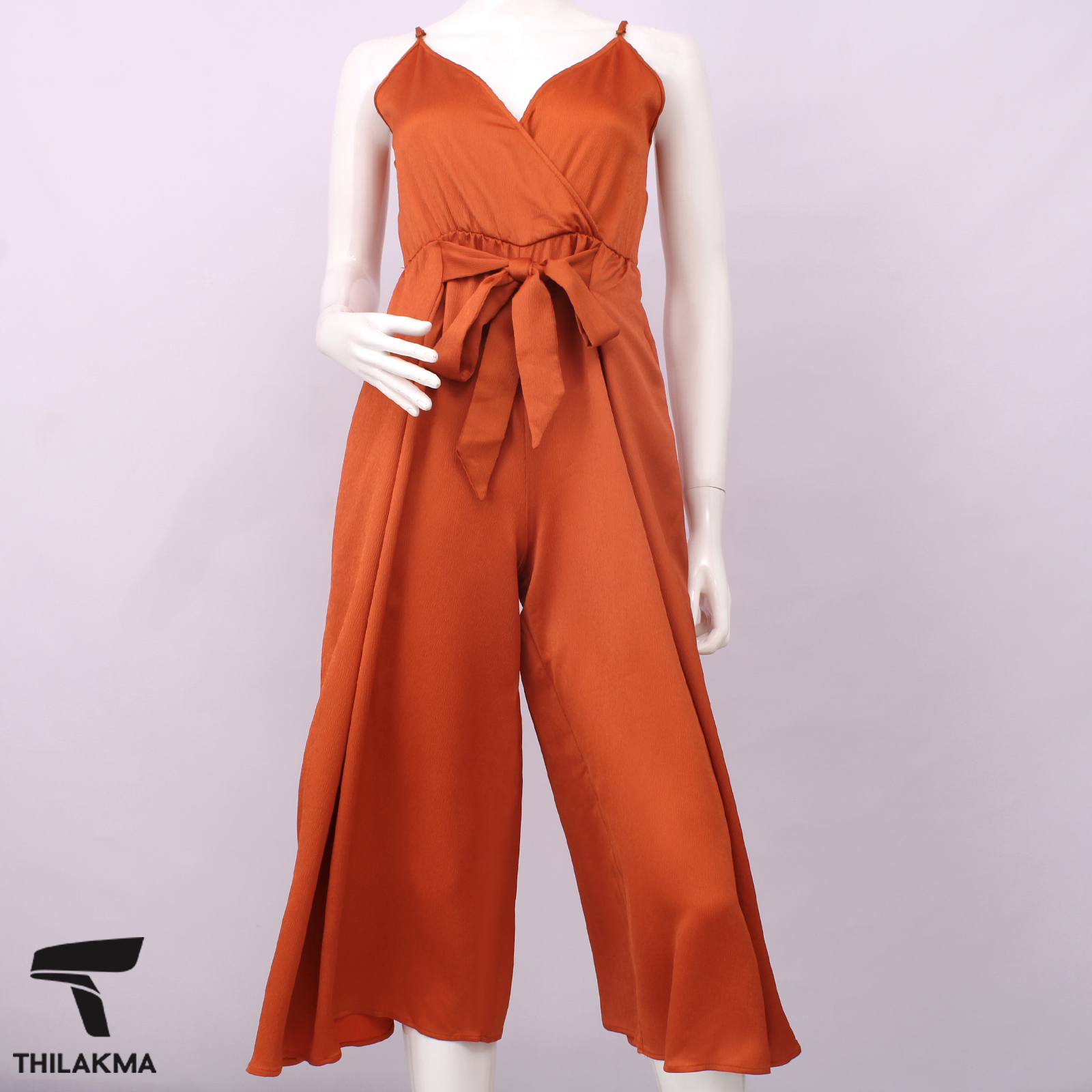 Bright Orange Front Knot Jumpsuit