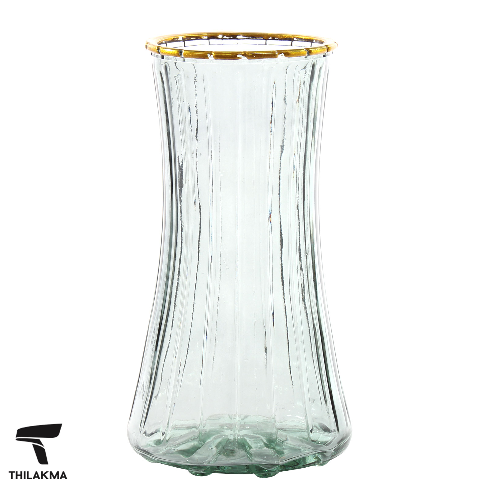 Gold Rim Flared Glass Vase
