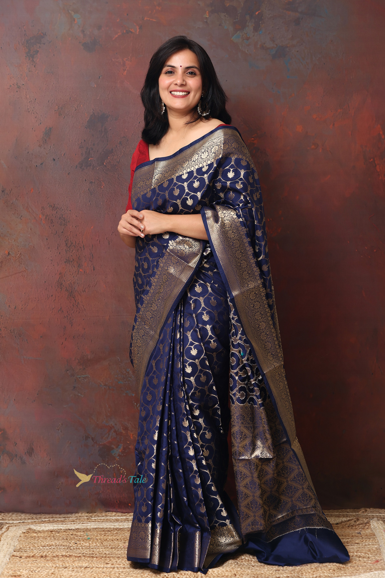 Indigo Golden Brocaded Saree
