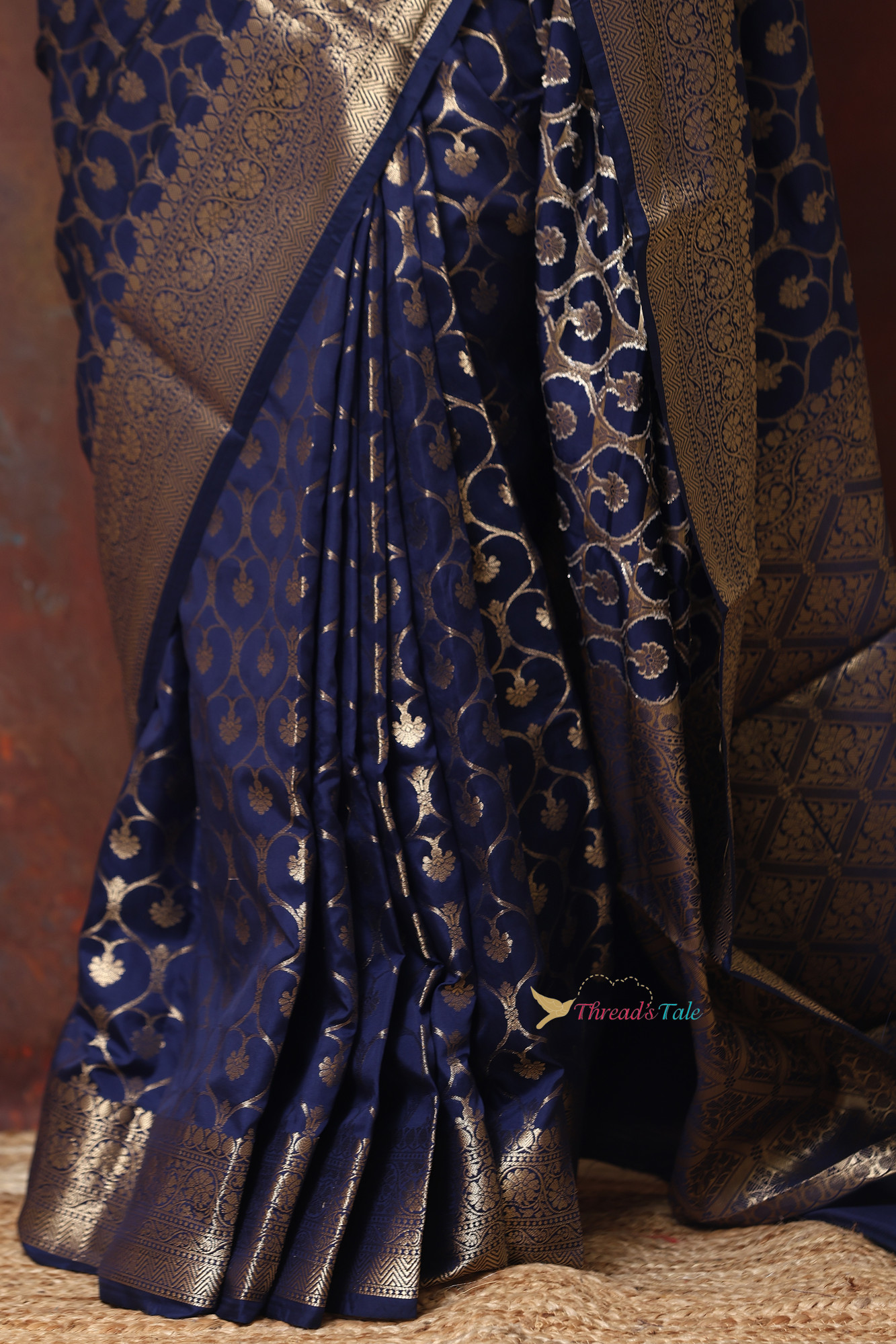 Indigo Golden Brocaded Saree