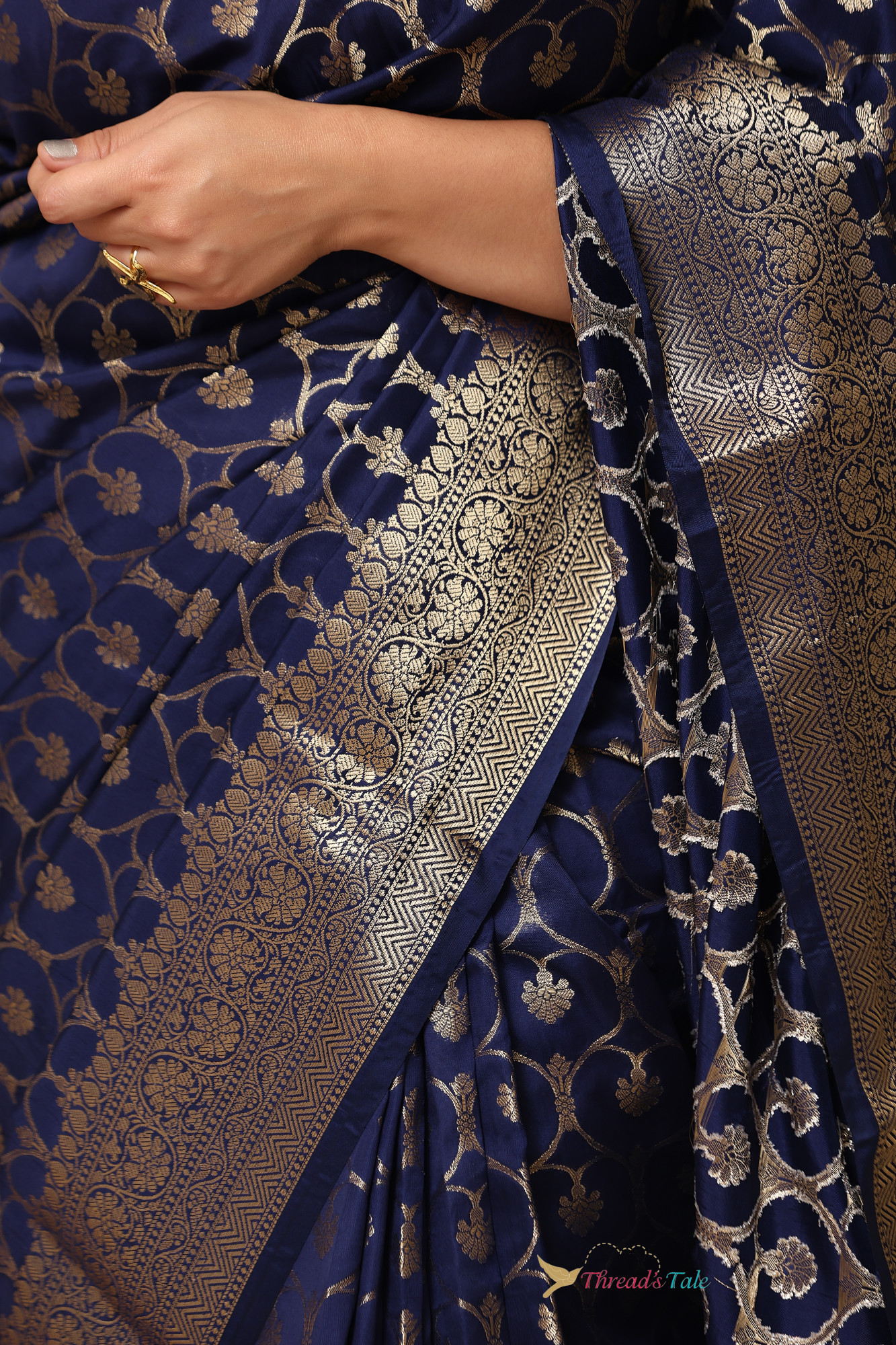 Indigo Golden Brocaded Saree