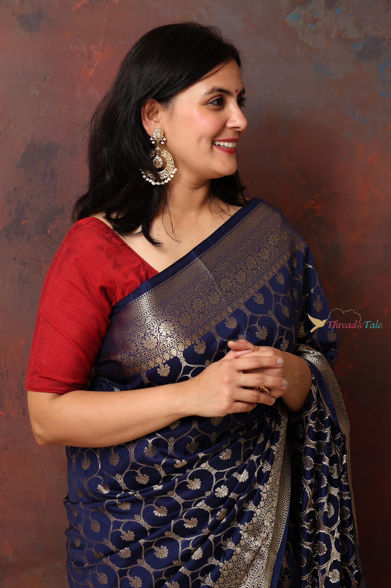 Indigo Golden Brocaded Saree