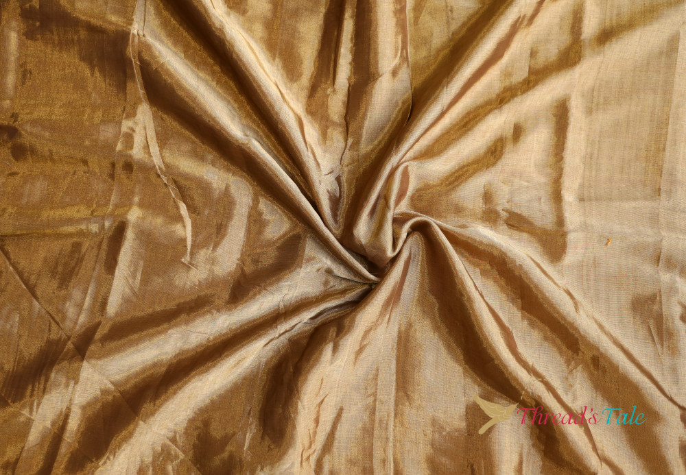 Image of Antique Gold Tissue Chanderi Fabric