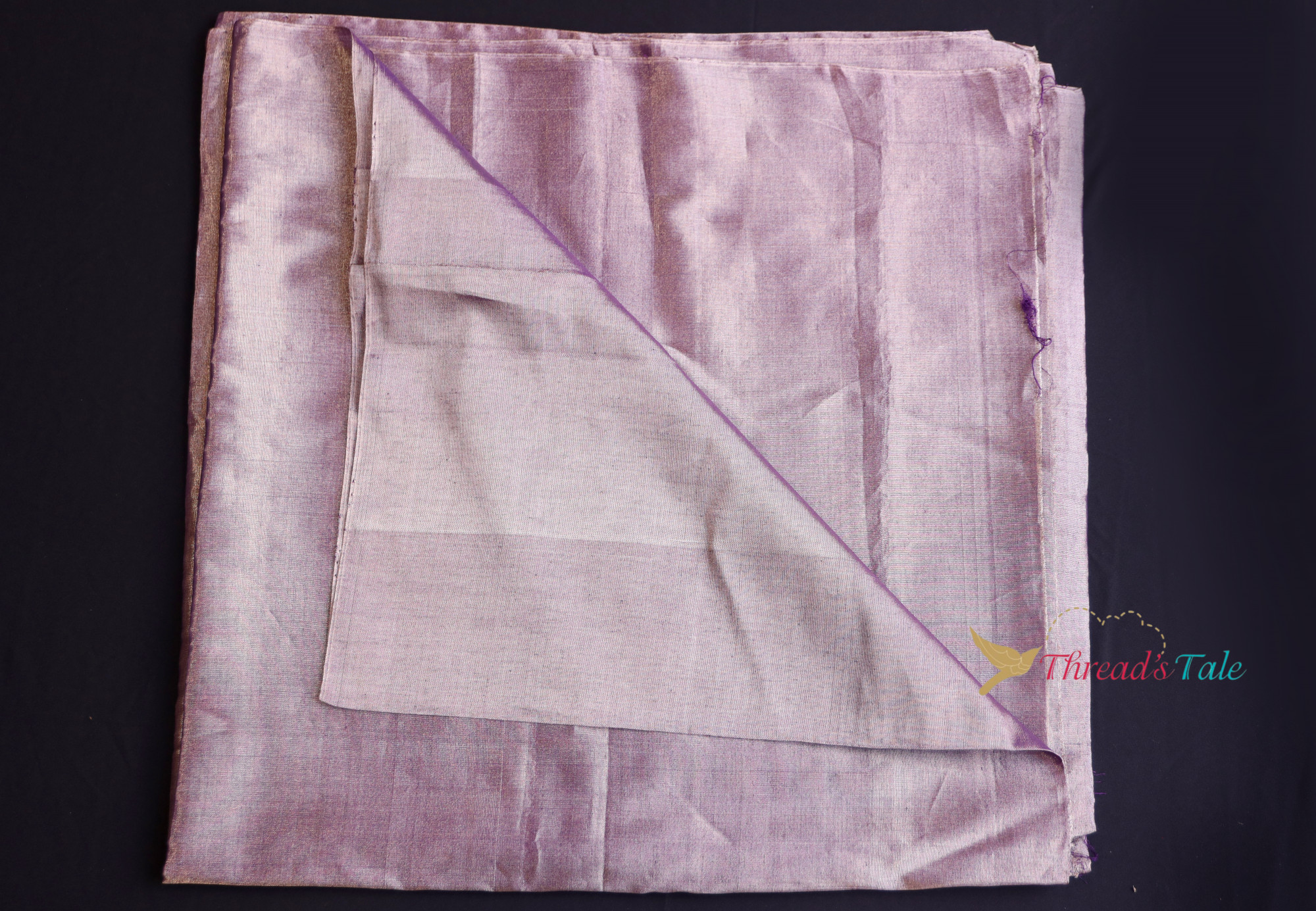 Violet Mettalic Silver Tissue Chanderi Fabric