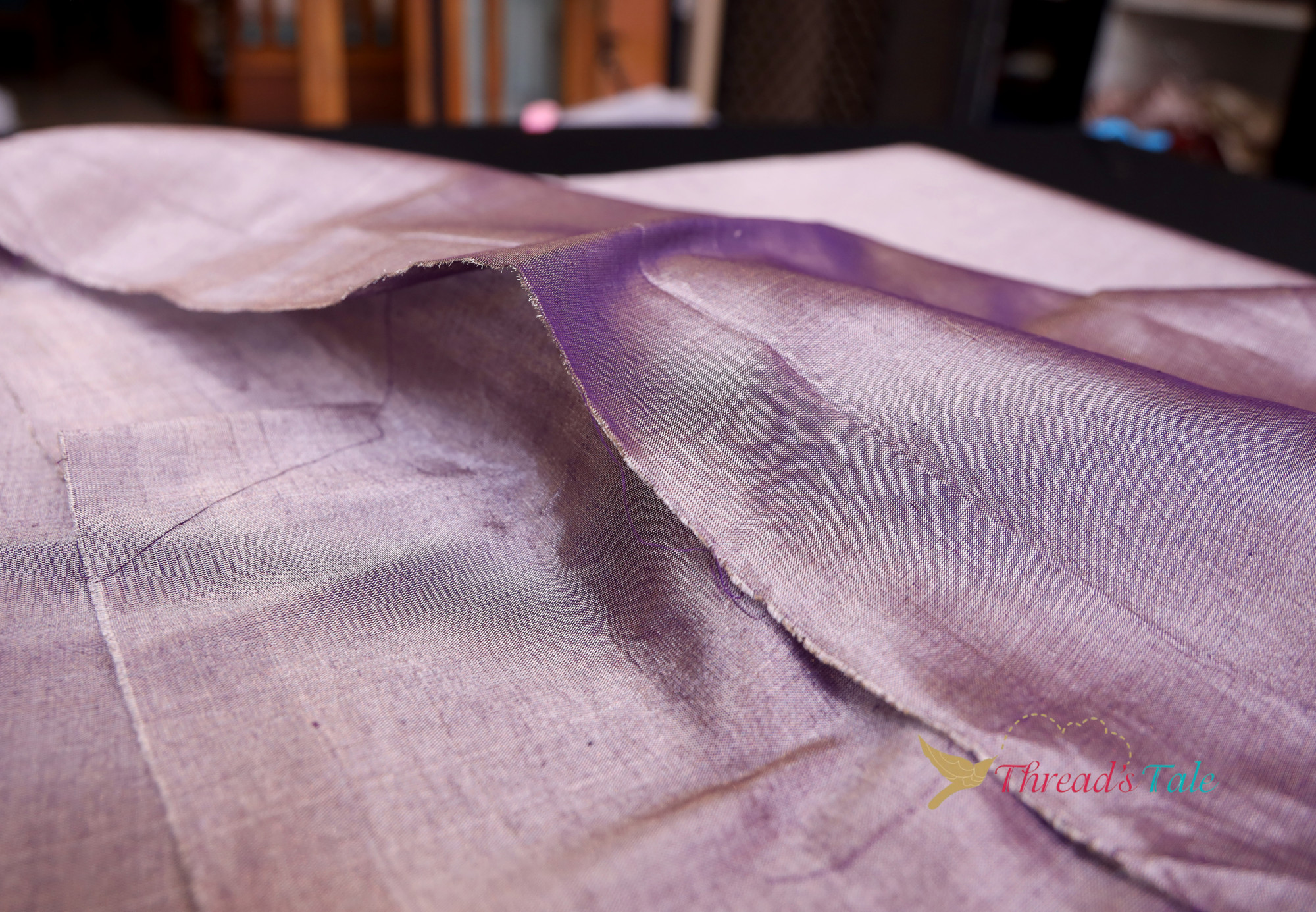 Violet Mettalic Silver Tissue Chanderi Fabric