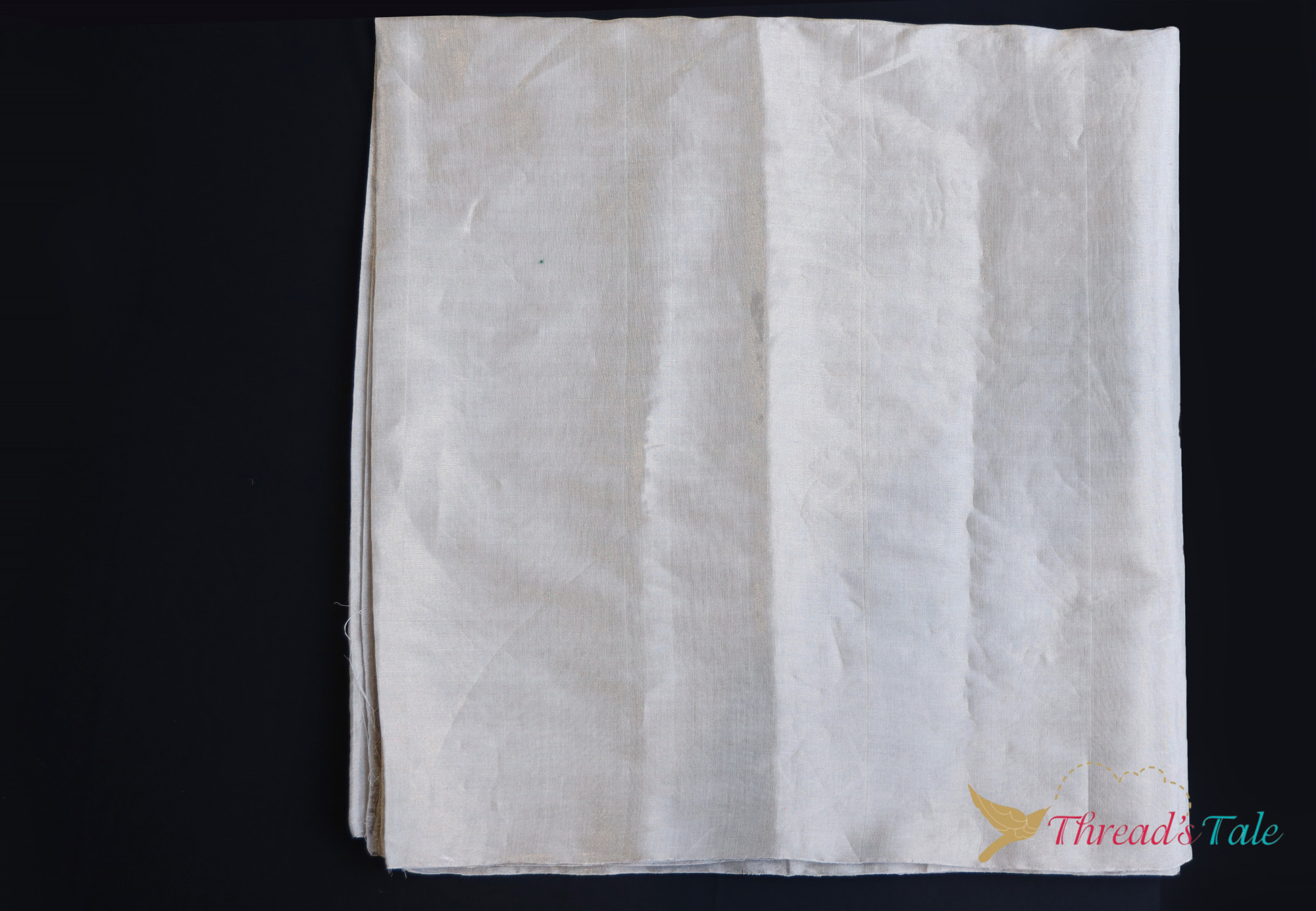 Silver Metallic Handwoven Tissue Chanderi Fabric