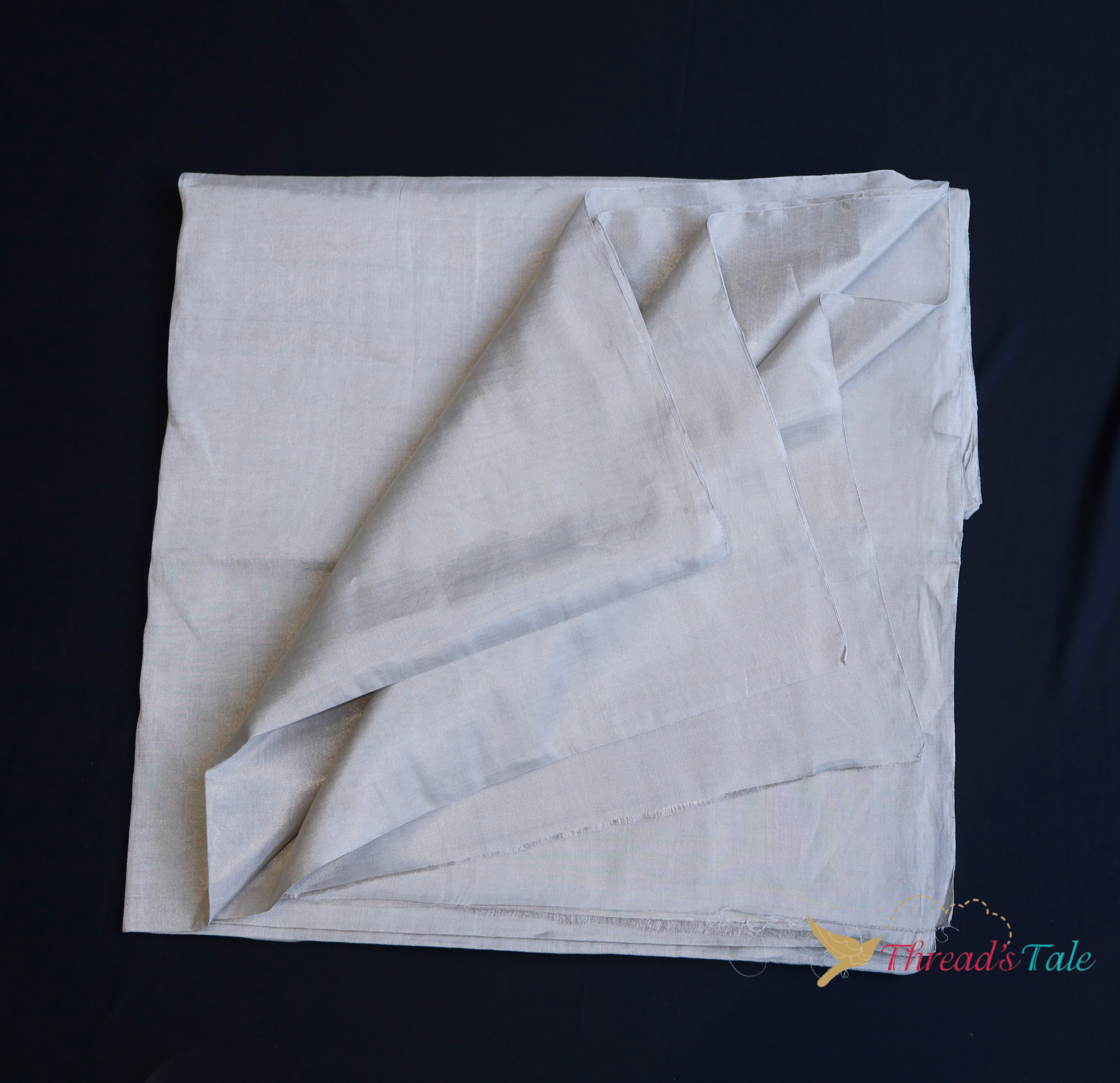 Silver Metallic Handwoven Tissue Chanderi Fabric