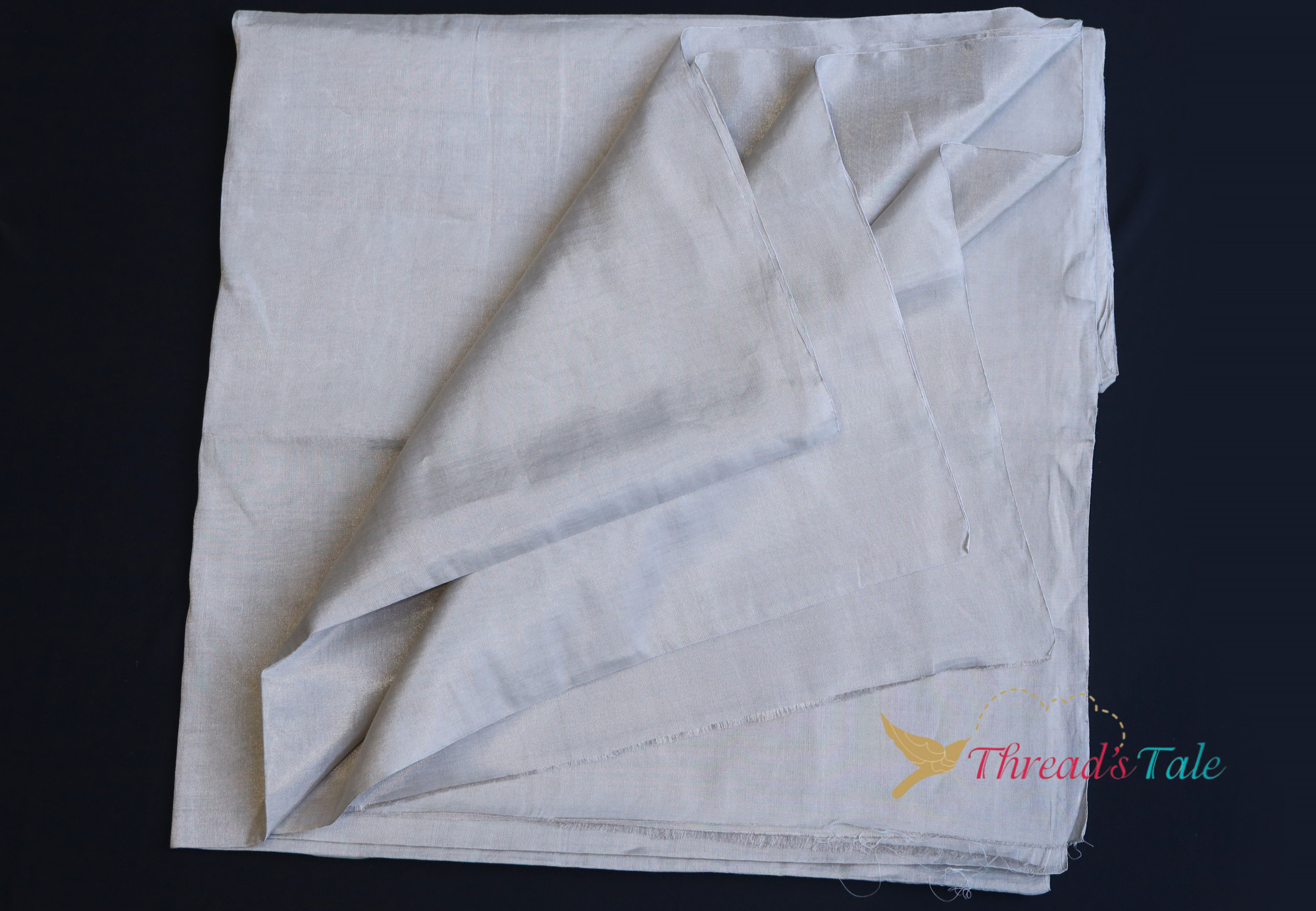 Silver Metallic Handwoven Tissue Chanderi Fabric