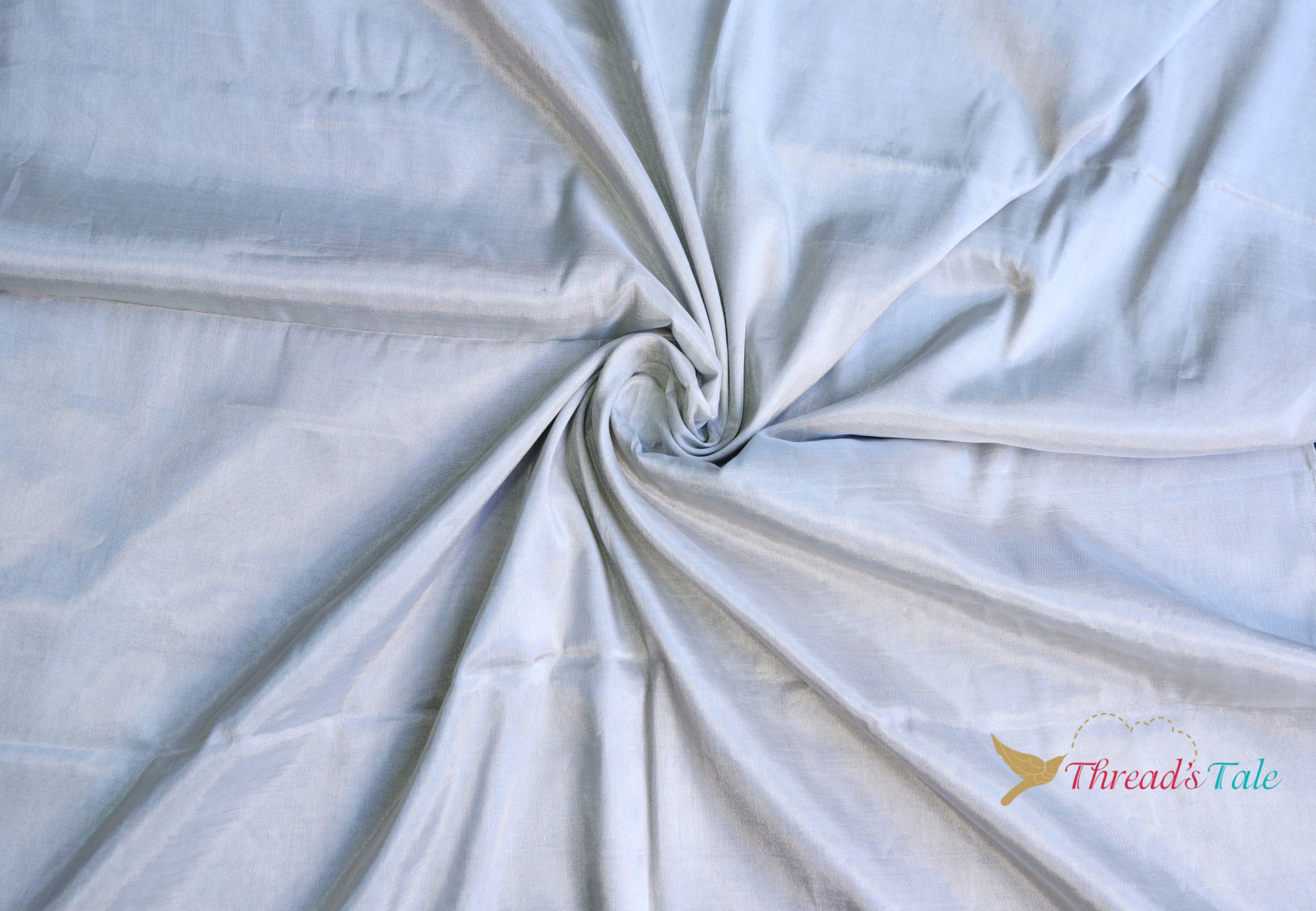 Silver Metallic Handwoven Tissue Chanderi Fabric