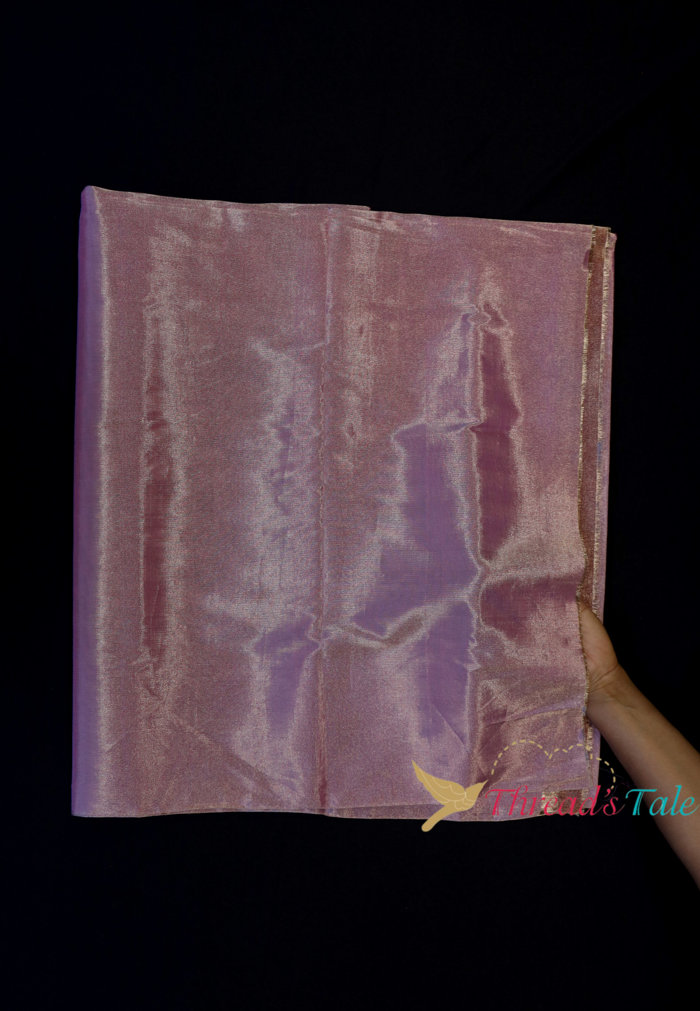 Rose Silver Metallic Tissue Chanderi Fabric