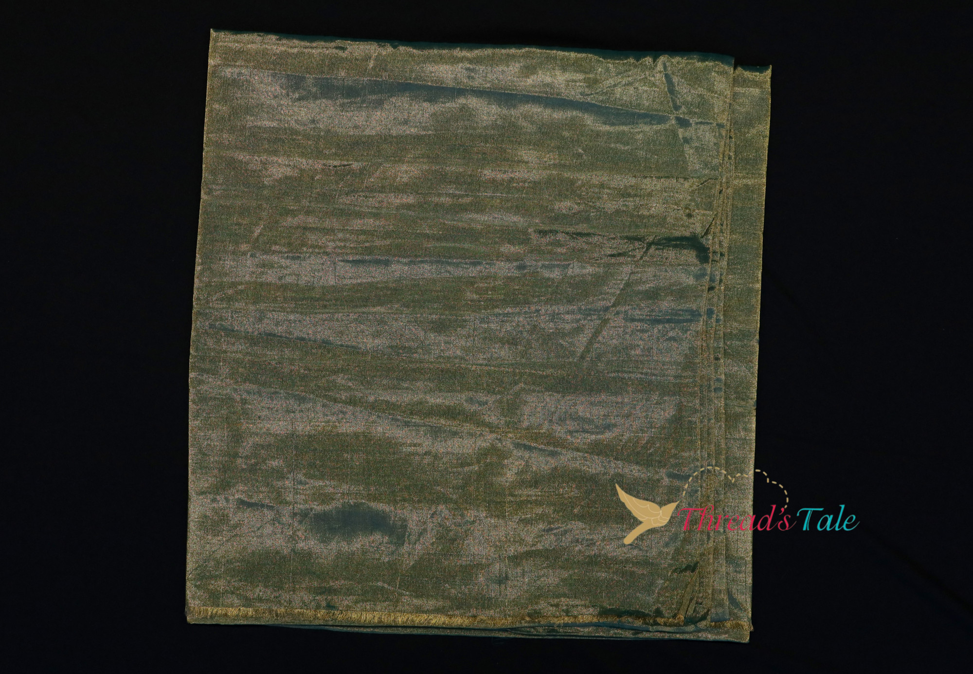 Green Mettalic Gold Tissue Chanderi Fabric