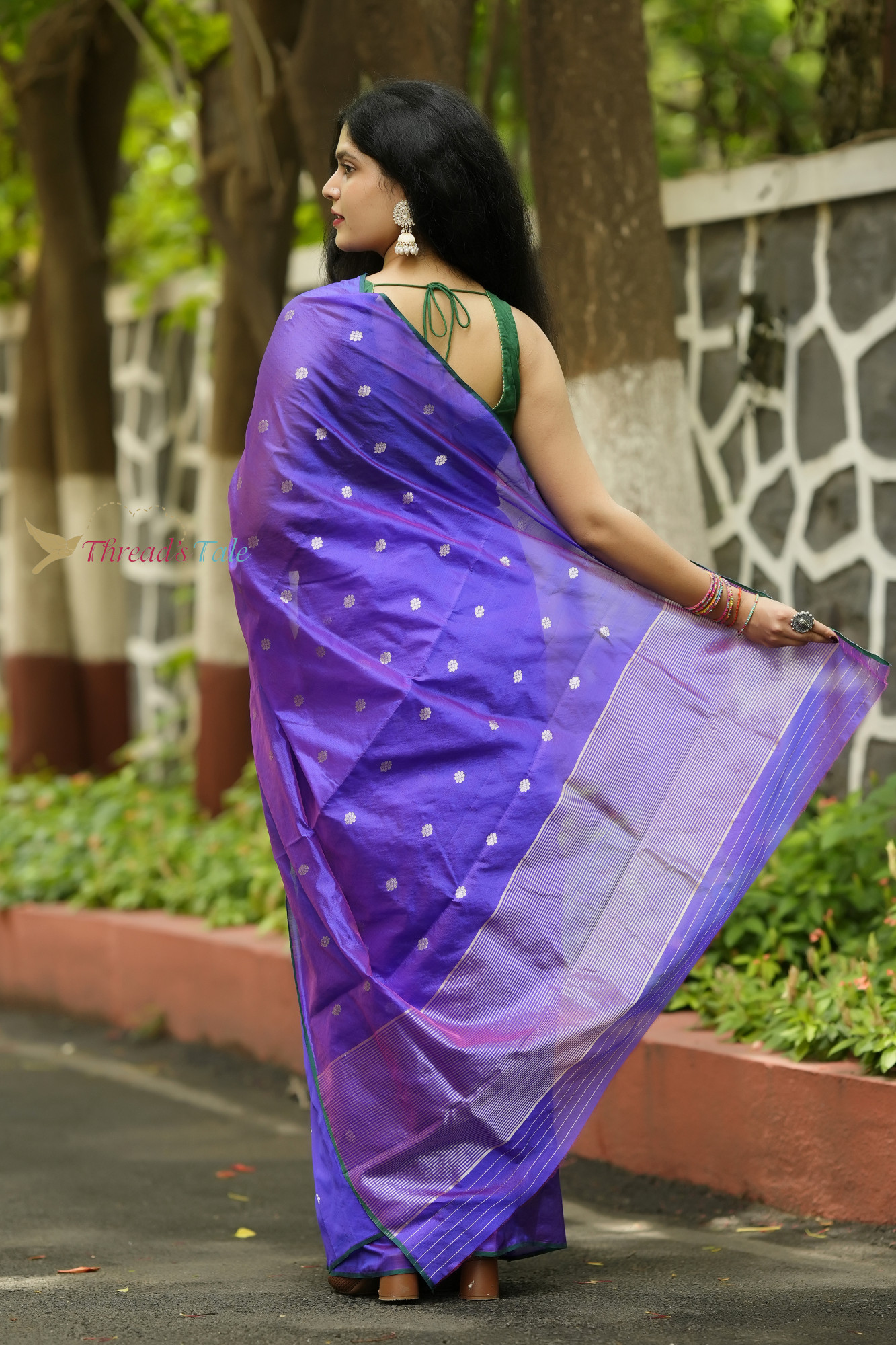 Dual Violet Handwoven Chanderi Silk Saree