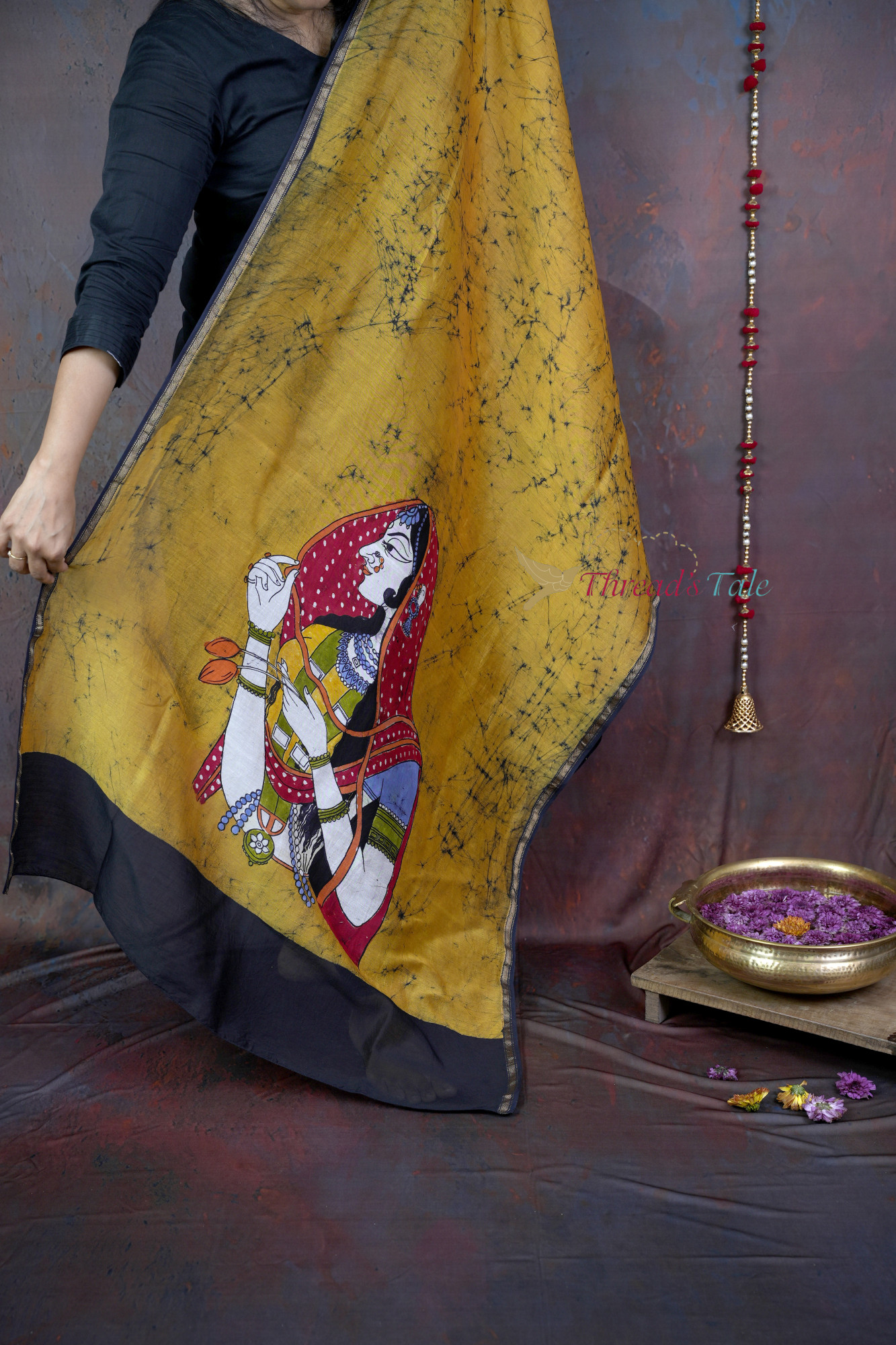Handcrafted Mustard Batik Dupatta With Padmavati Design