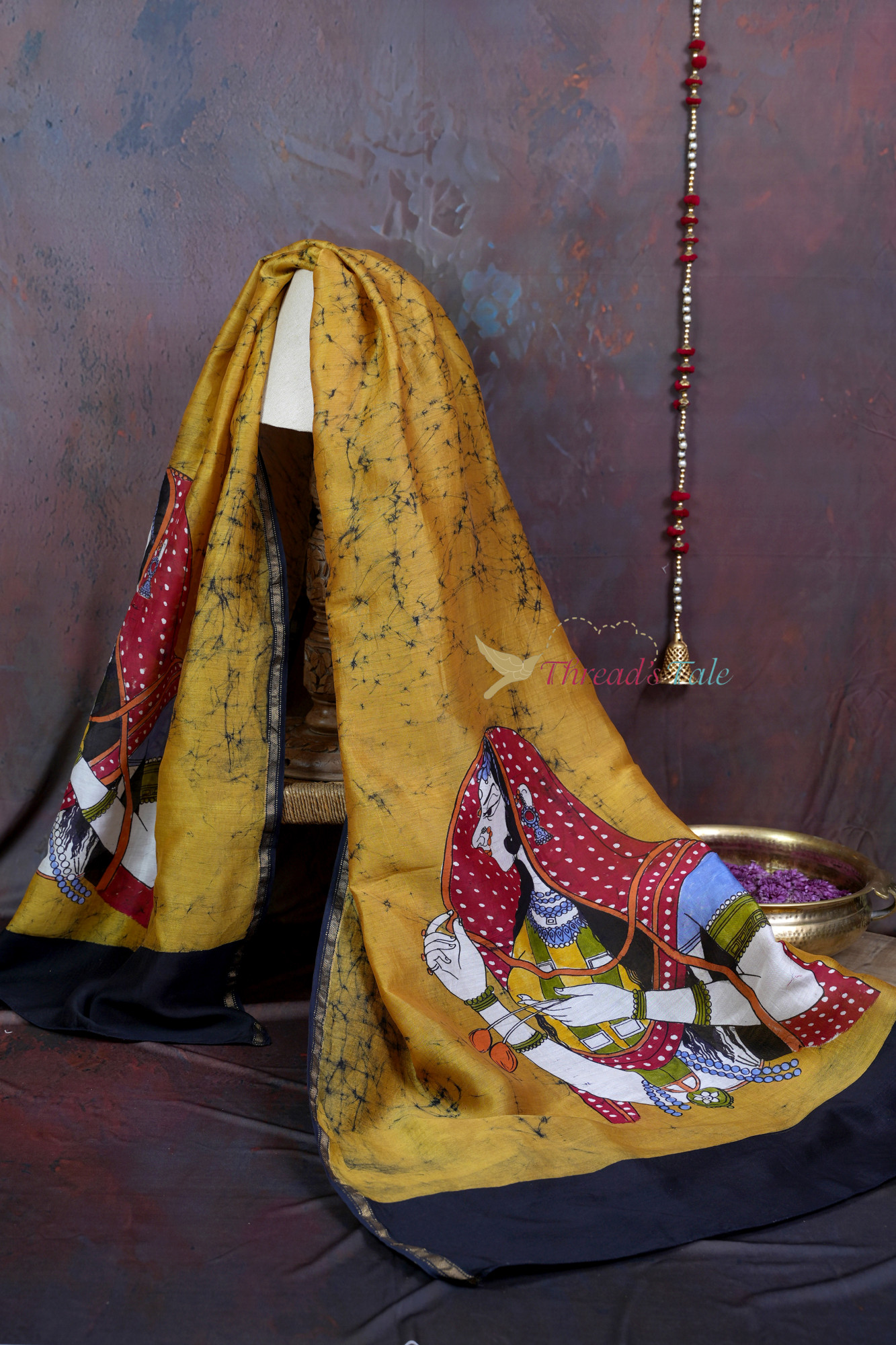 Handcrafted Mustard Batik Dupatta With Padmavati Design