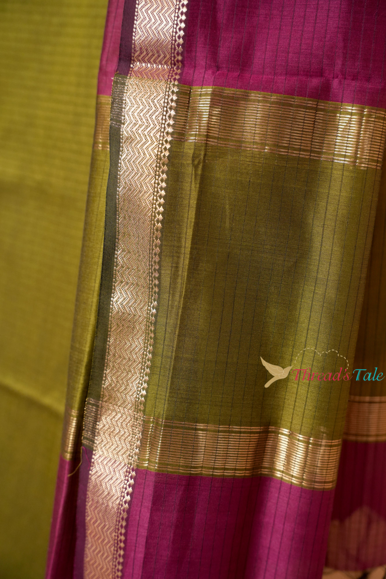 Moss Green Violet Handwoven Top and Dupatta Set