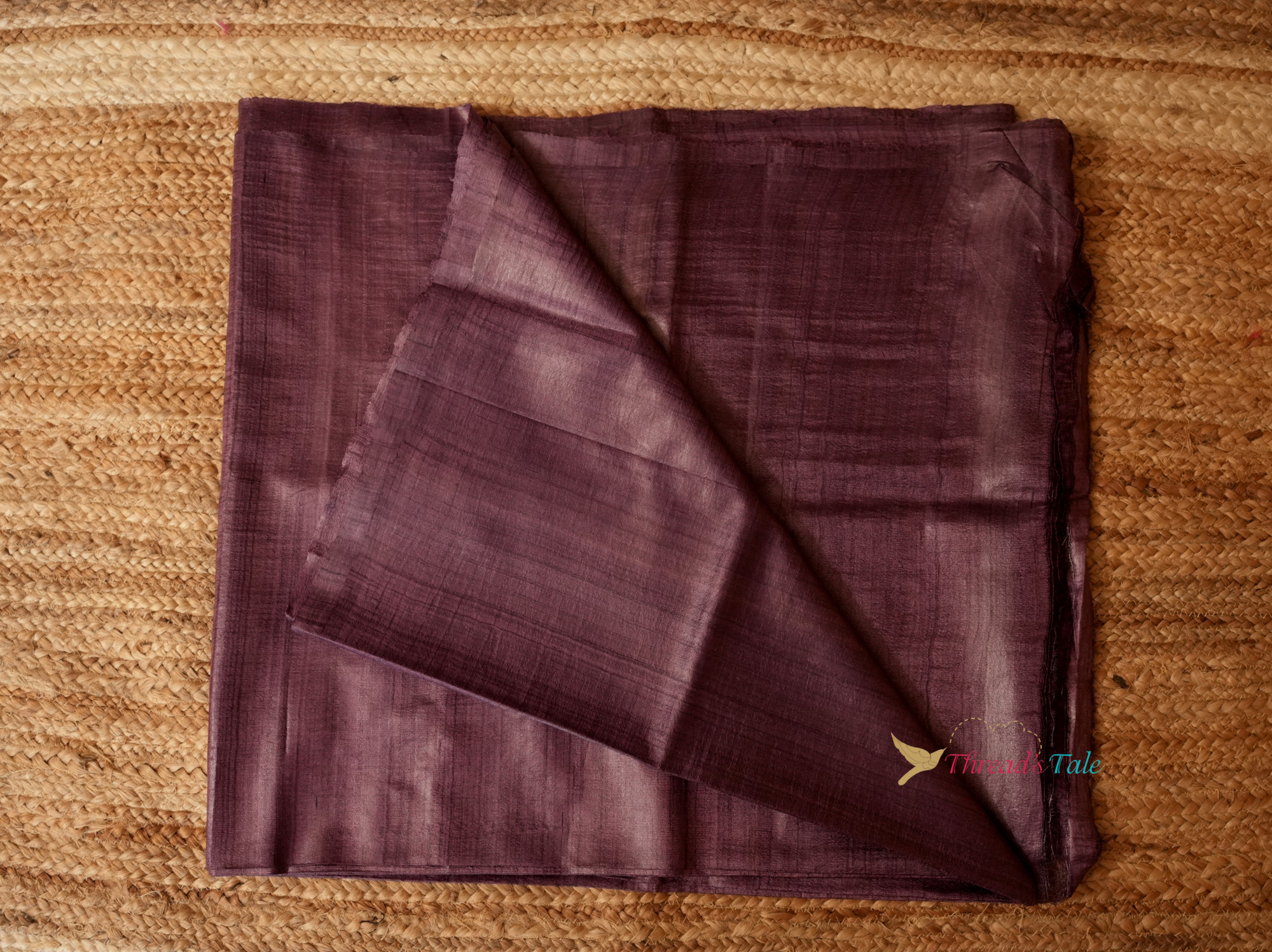 Rustic Violet Handwoven Tusser Silk Fabric