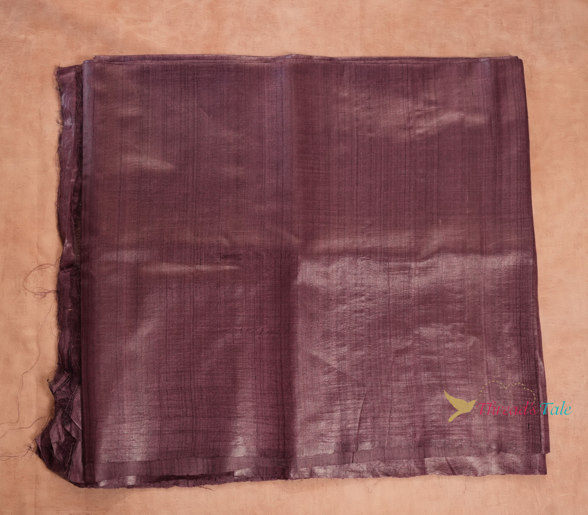 Rustic Violet Handwoven Tusser Silk Fabric