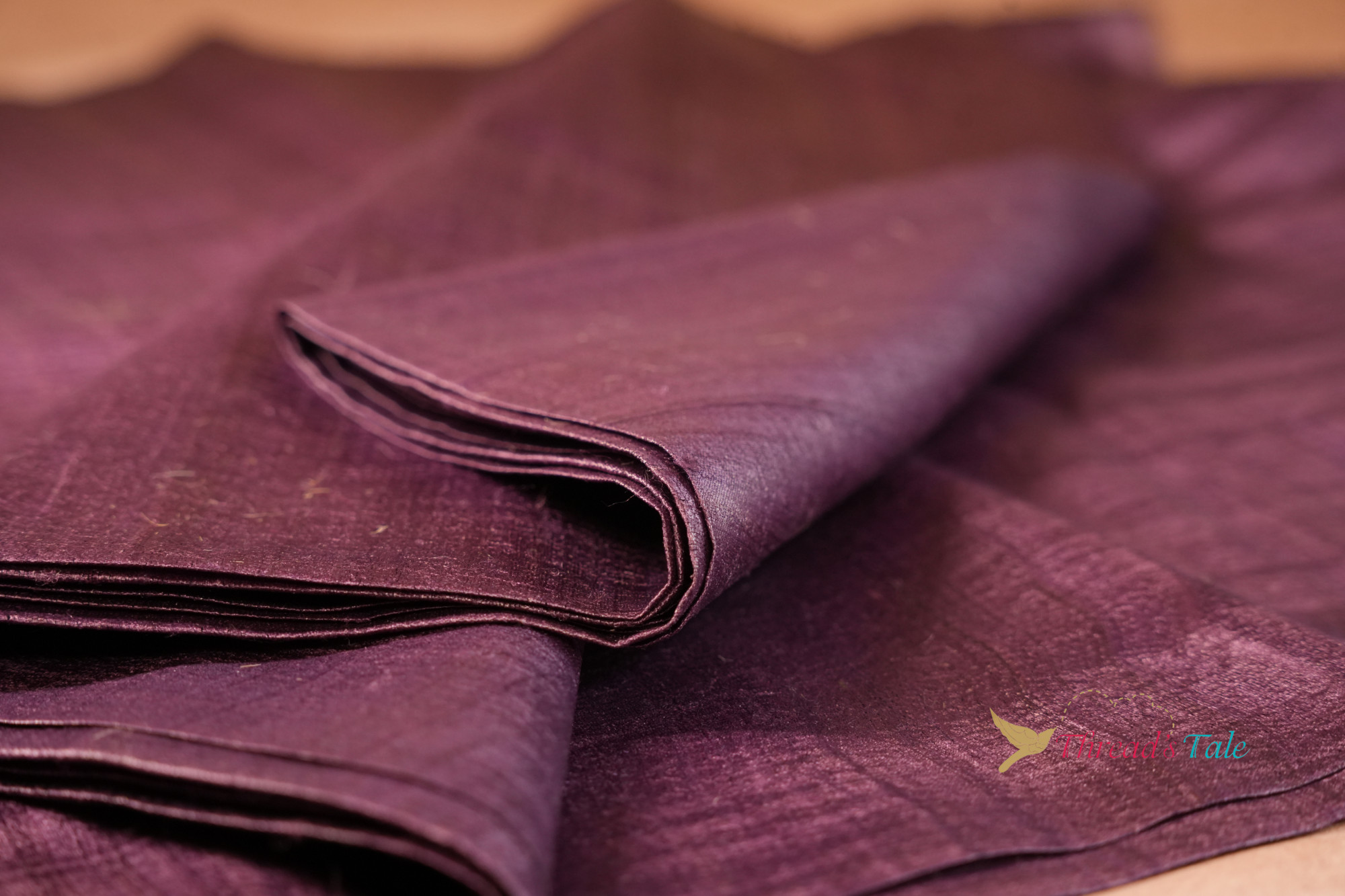 Rustic Violet Handwoven Tusser Silk Fabric