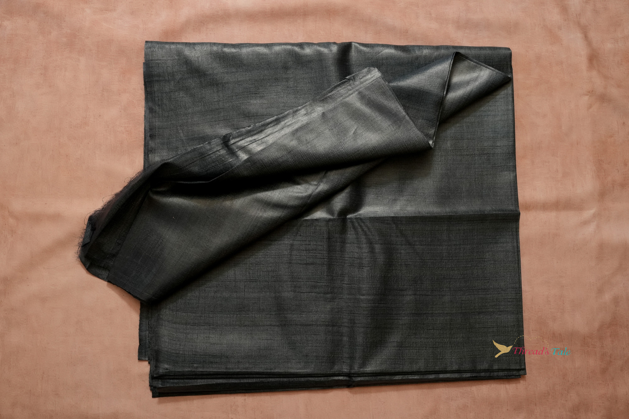 Metallic Grey Handwoven Tussar Silk Fabric