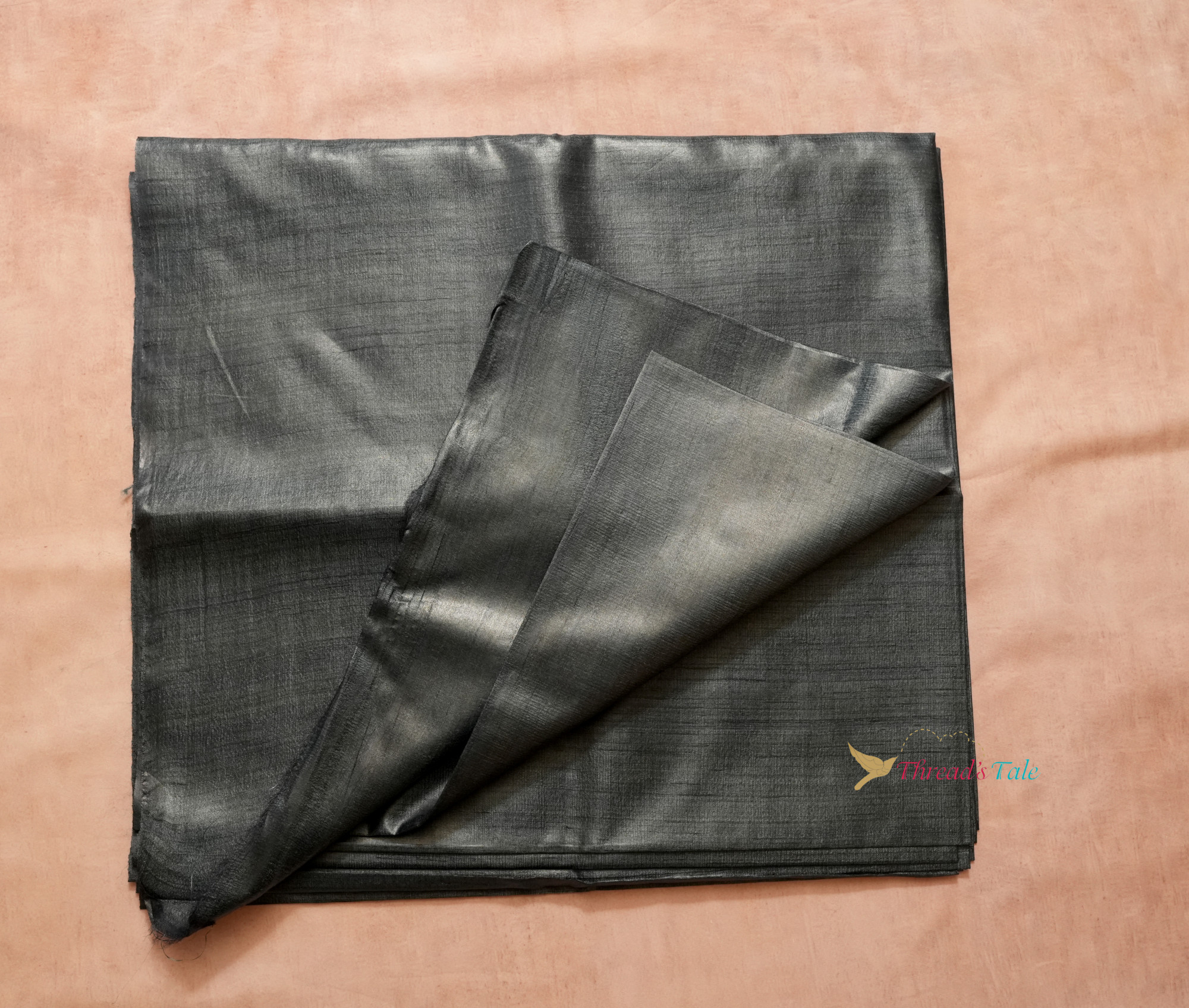 Metallic Grey Handwoven Tussar Silk Fabric