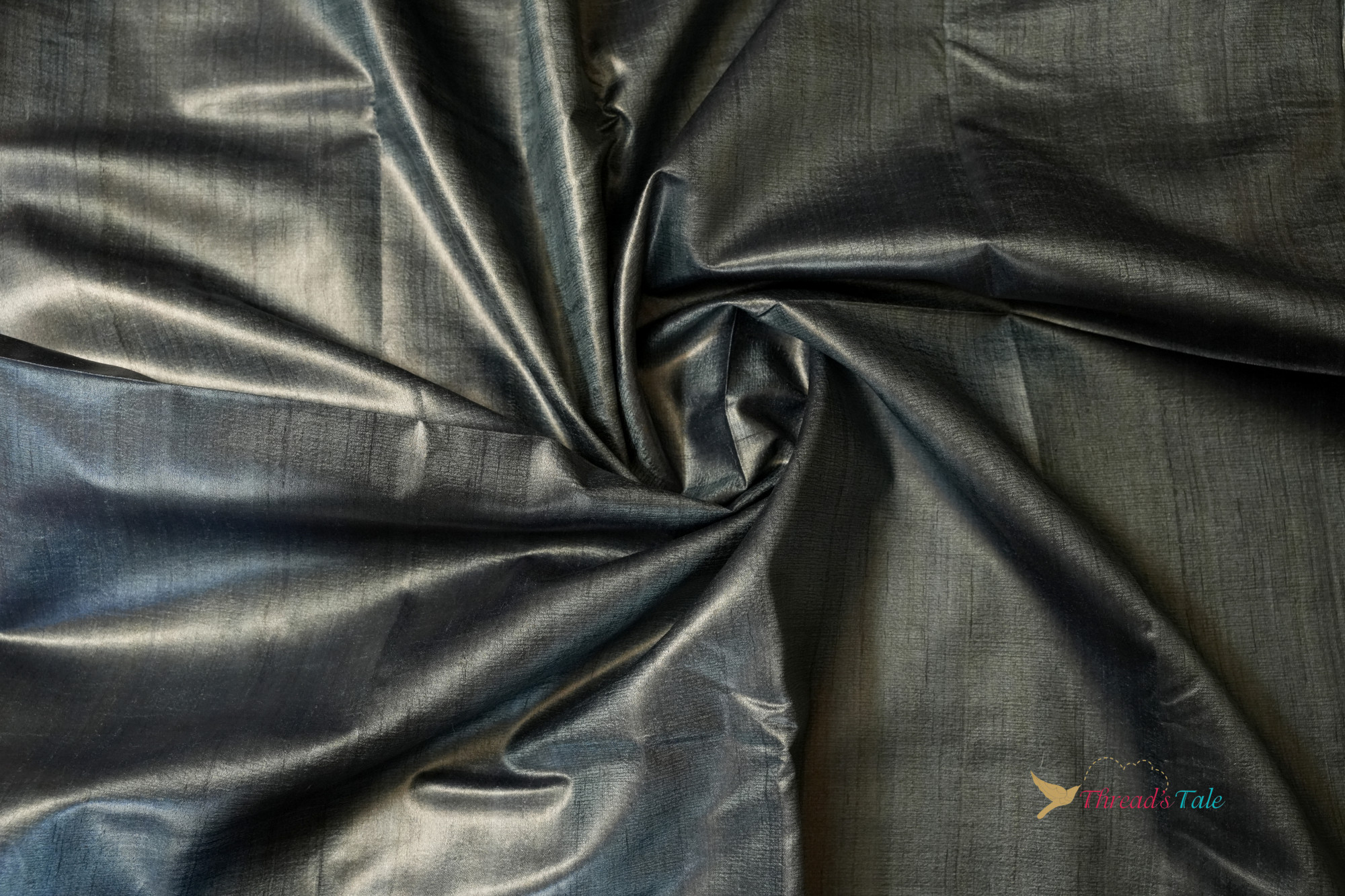 Metallic Grey Handwoven Tussar Silk Fabric