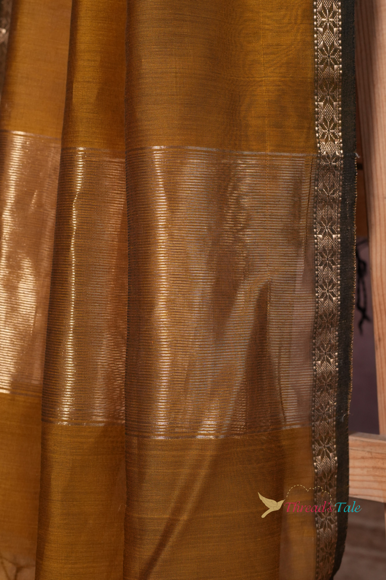 Mustard Yellow Handwoven Maheshwari Silk By Cotton Dupatta