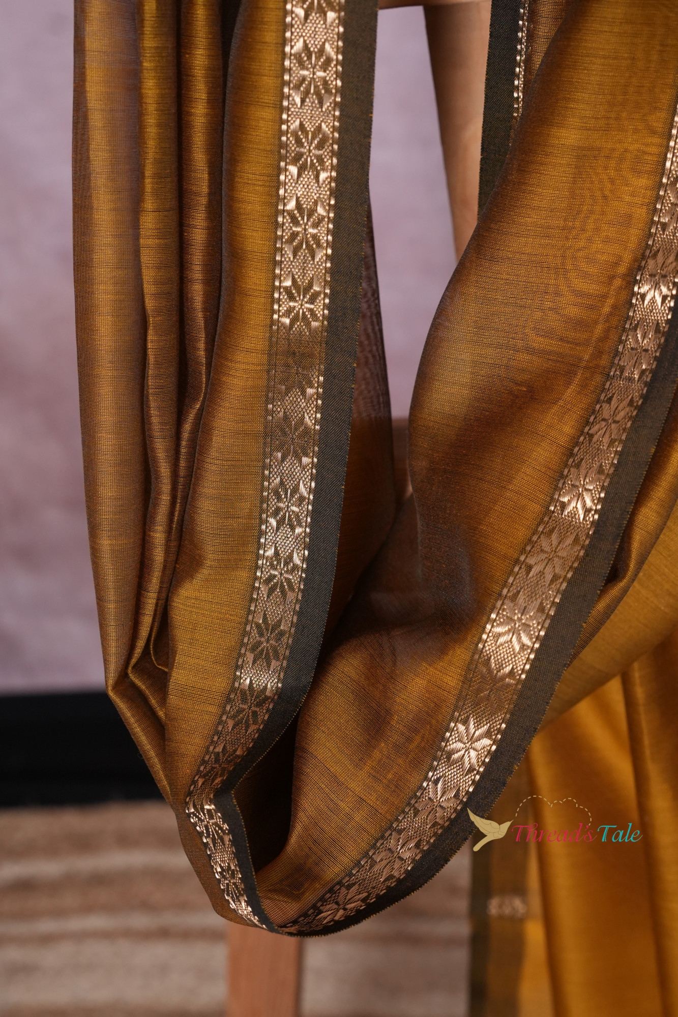 Mustard Yellow Handwoven Maheshwari Silk By Cotton Dupatta