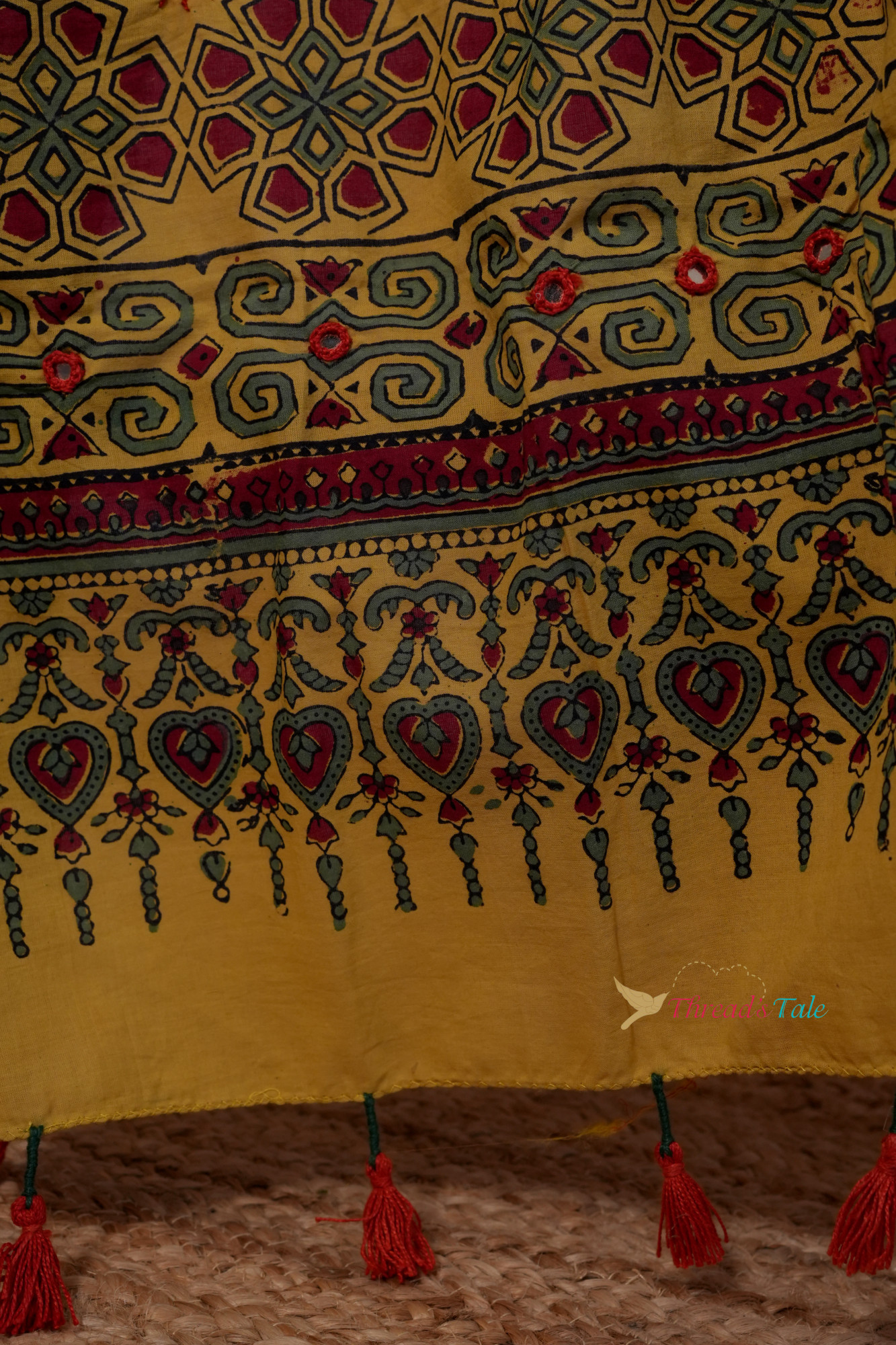 Yellow Handcrafted Ajrakh Cotton Stole