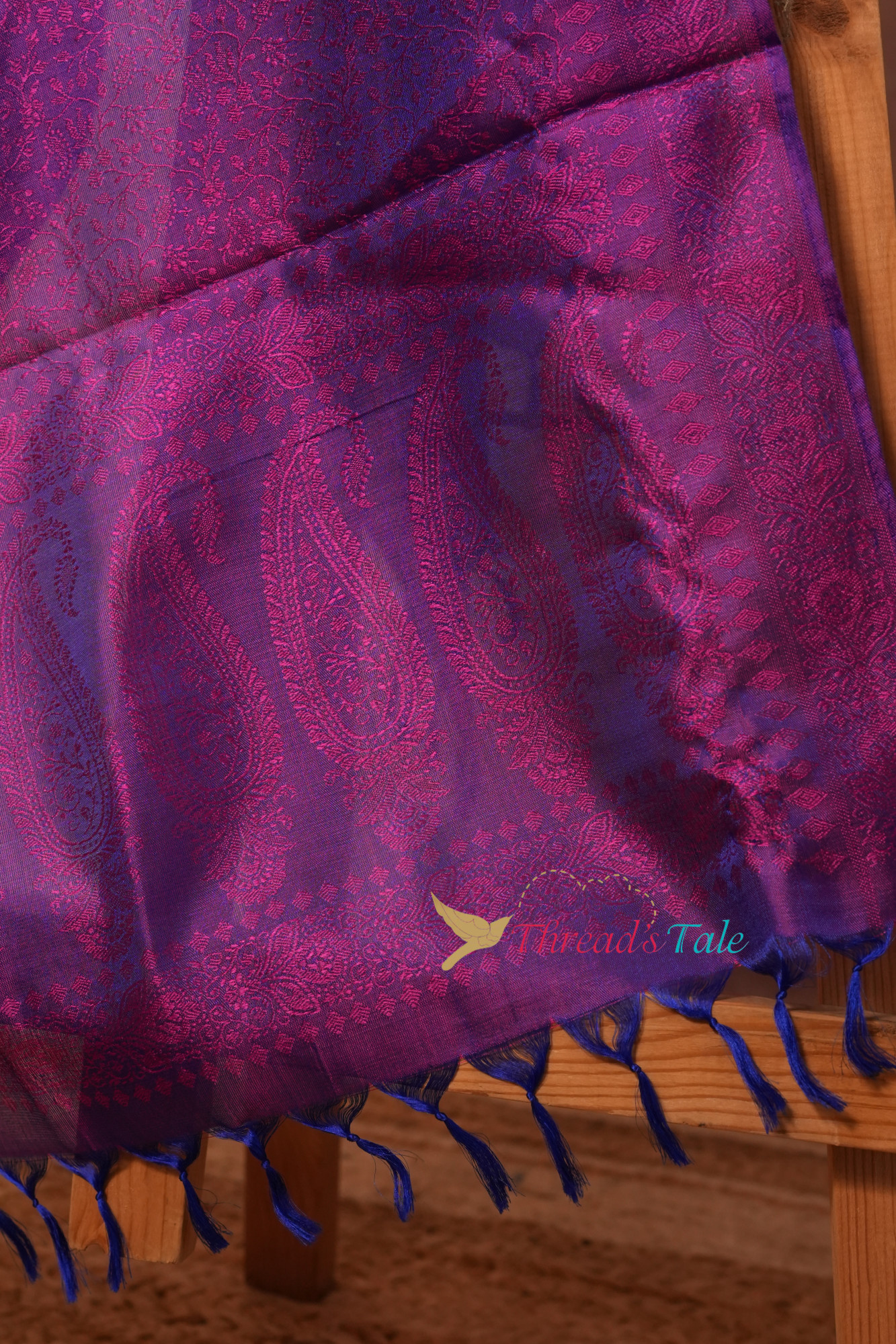 Violet Pure Silk Brocaded Pure Silk Stole