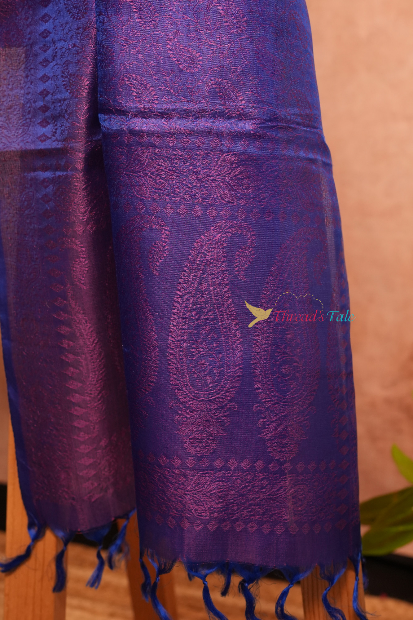 Violet Pure Silk Brocaded Pure Silk Stole