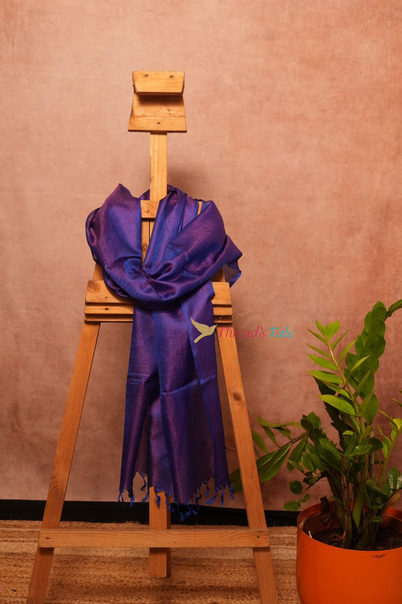 Violet Pure Silk Brocaded Pure Silk Stole