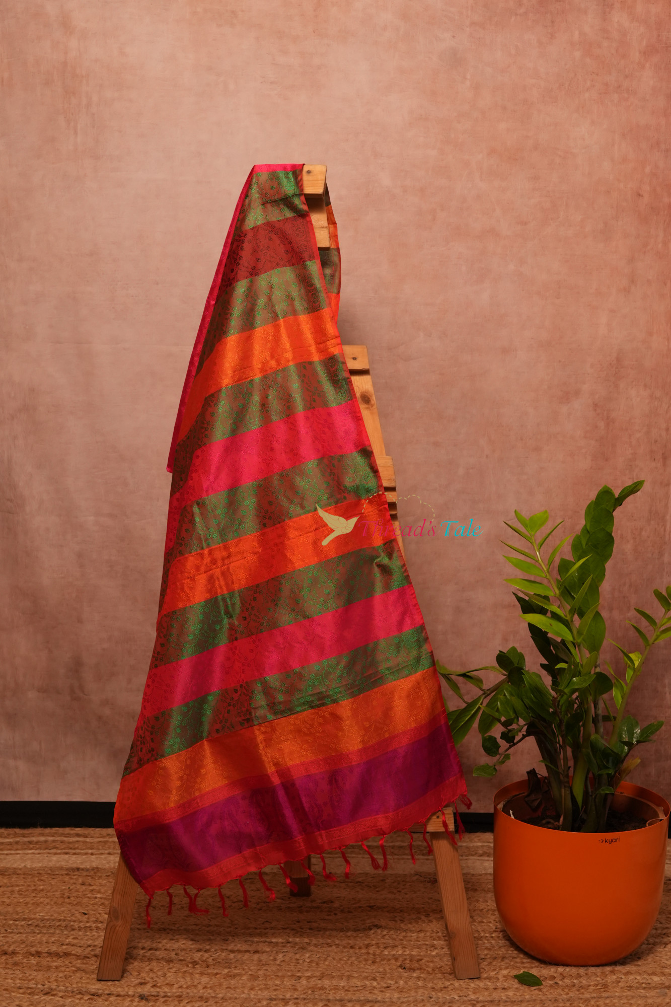 Multi Shaded Brocaded Pure Silk Stole