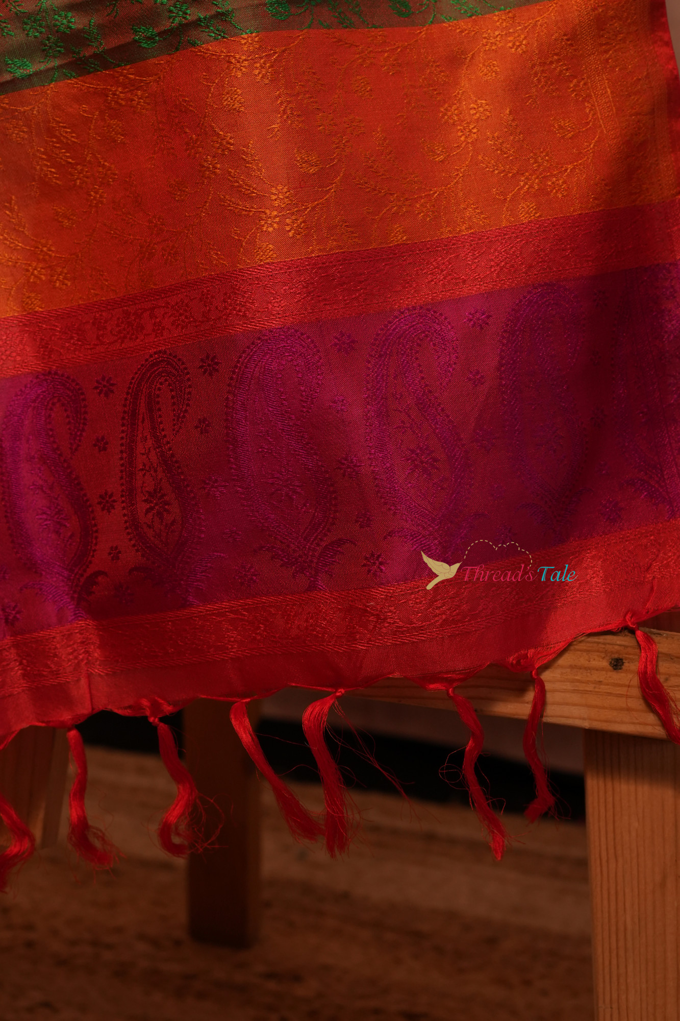 Multi Shaded Brocaded Pure Silk Stole