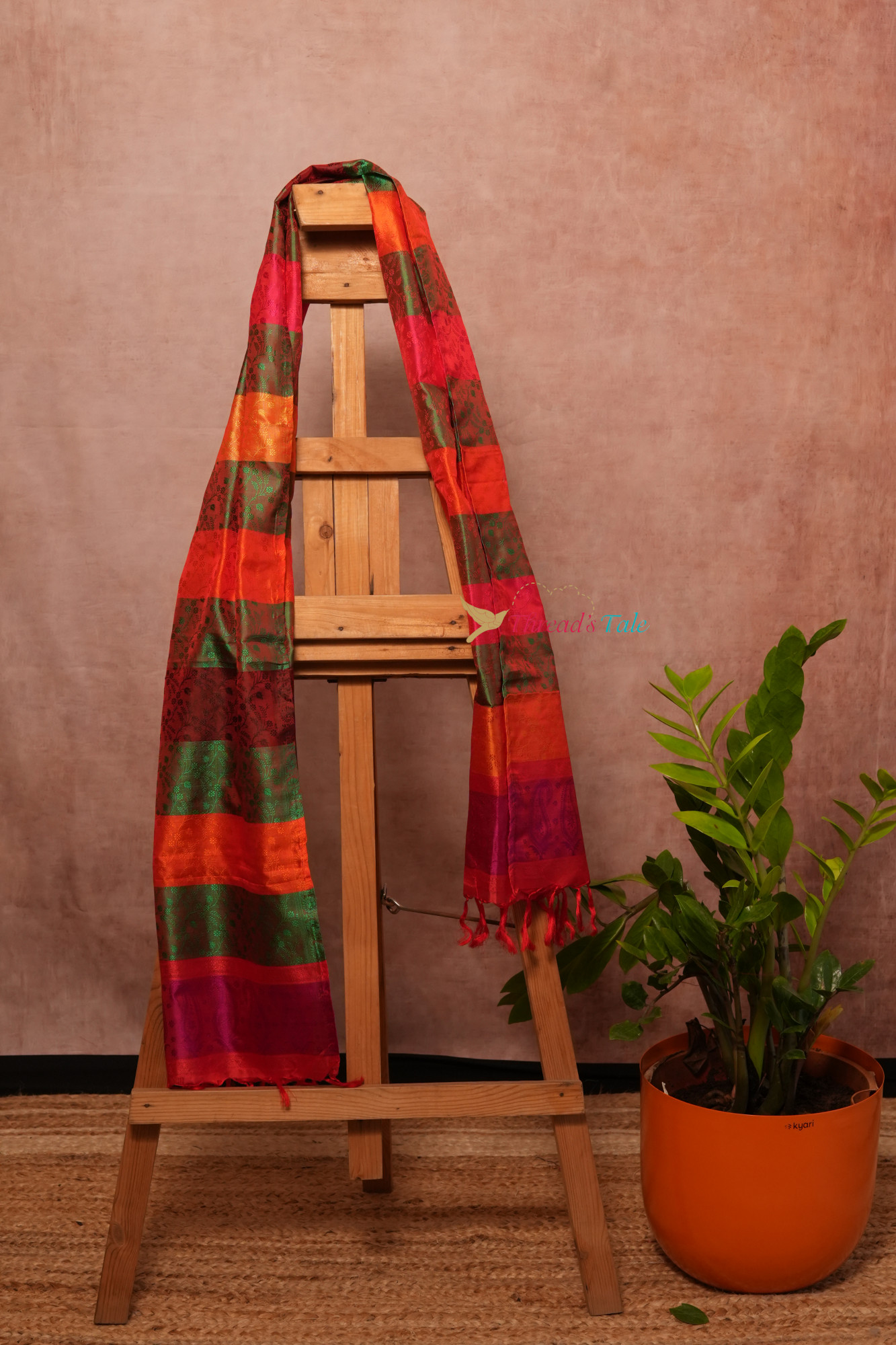 Multi Shaded Brocaded Pure Silk Stole